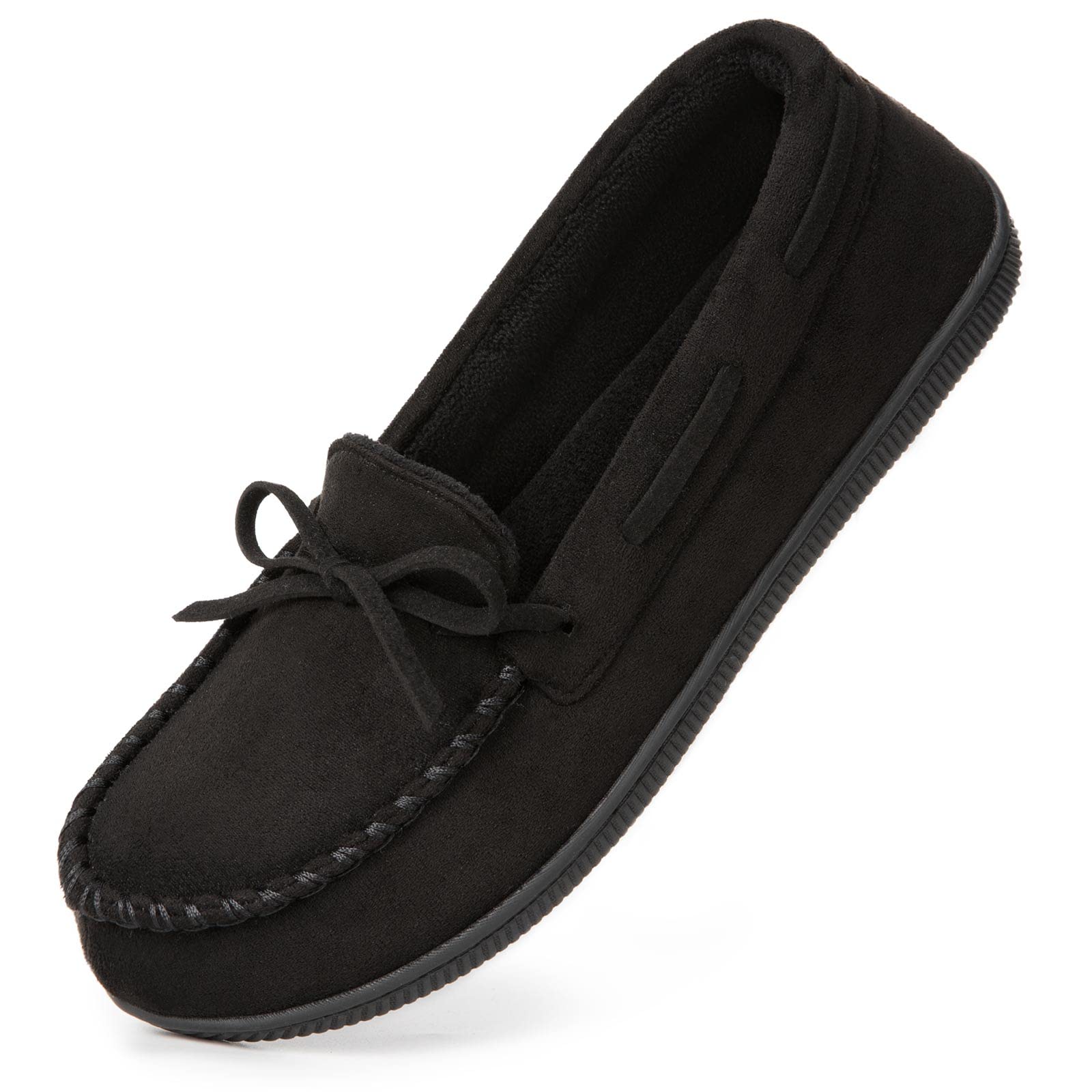 HomeTop Women's Moccasin Slippers - Indoor/Outdoor House Shoes with Memory Foam, Faux Fur & Rubber Sole | Soft Suede Comfort for Home, Office & Travel | Breathable Microsuede Slippers in Multiple Sizes