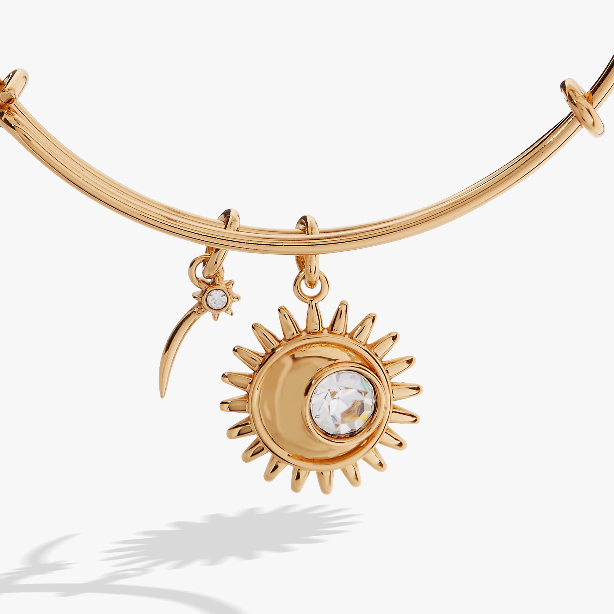 Celestial Bangle Bracelet - Elegant Silver Moon & Star Charm Jewelry for Women - Perfect for Boho Fashion, Gift Giving & Special Occasions