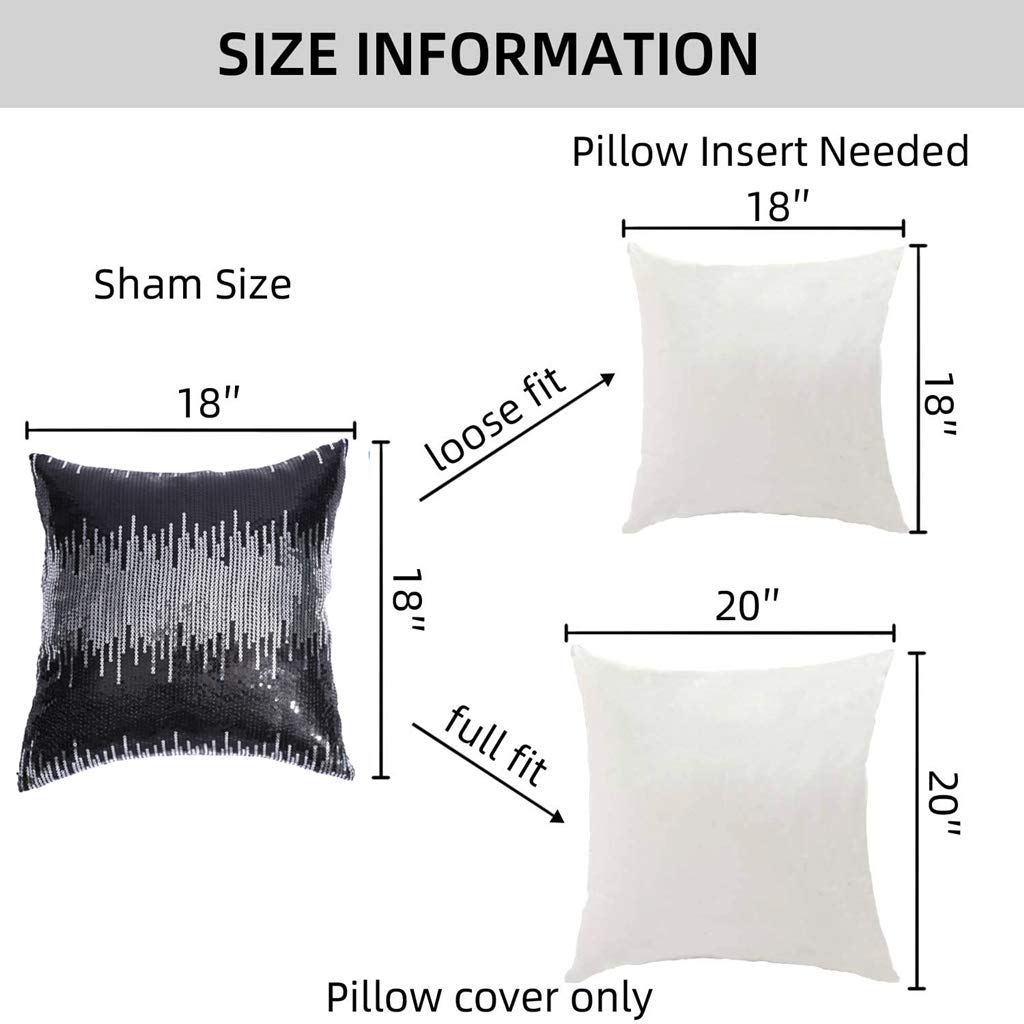 Sparkly Throw Pillow Covers Set of 2 - 18x18 Inch Black Silver Decorative Cushion Cases for Sofa, Couch & Home Decor - Perfect for Living Room, Bedroom & Gift Giving