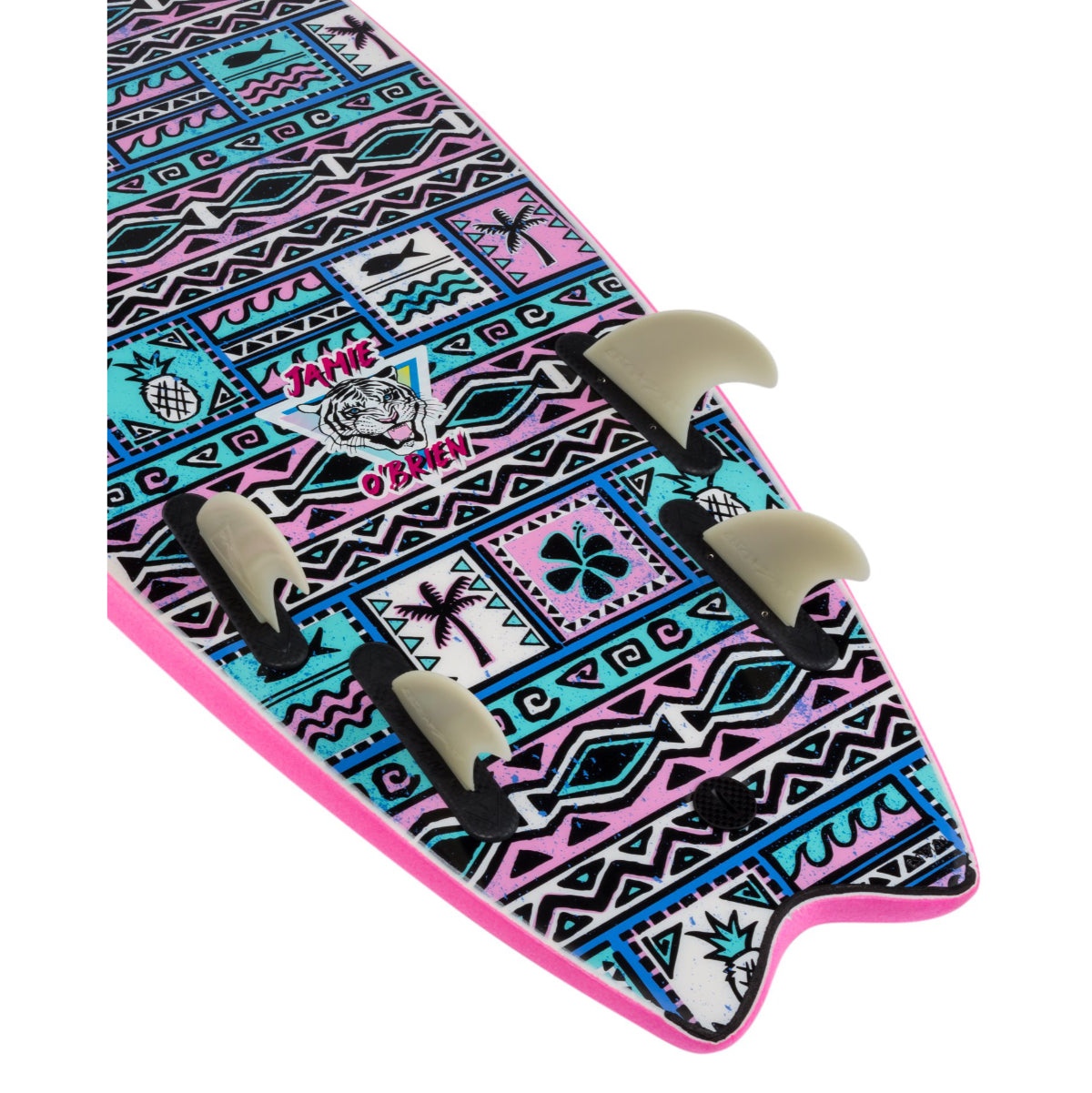 ODYSEA SKIPPER 6'0 Surfboard - JOB Pro Quad Fin Setup in Hot Pink - Perfect for Beginners & Intermediate Surfers - Ideal for Small to Medium Waves at Beach & Coastal Surfing