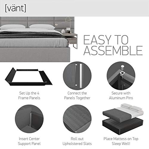 Velvet Upholstered Queen Size Platform Bed Frame - Easy Assembly No Box Spring Needed - Modern Bedroom Furniture with Optimal Support - Perfect for Master Bedrooms, Guest Rooms & Small Spaces