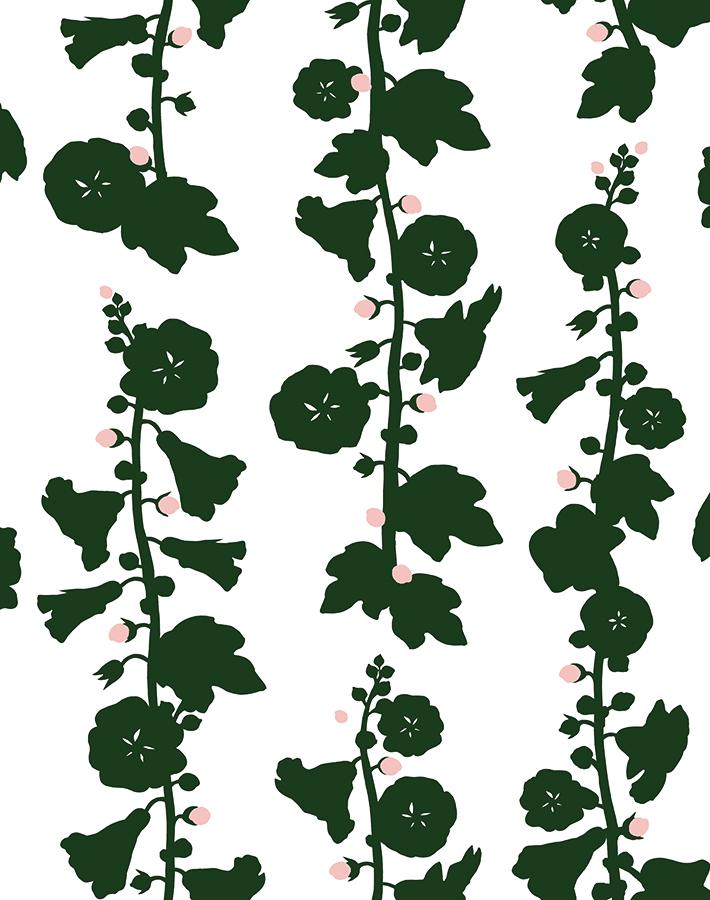 Clare V. Green 'Hollyhock' Wallpaper - Vintage Floral Peel & Stick Wallpaper for Bedroom, Living Room, Kitchen Decor