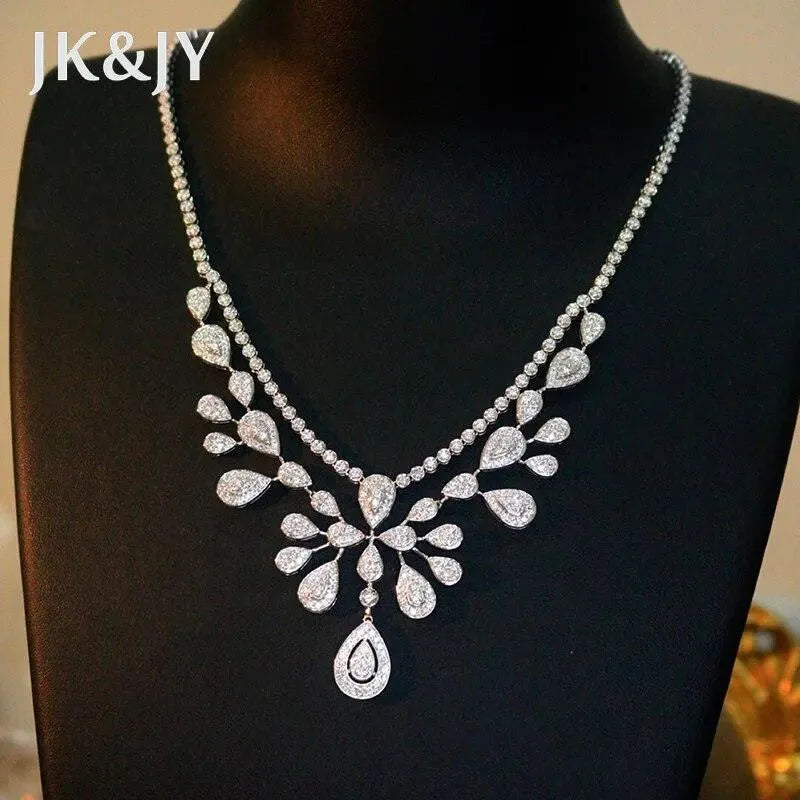 18K White Gold 6.5 Carat Natural Diamond Necklace for Women - 37g Luxury Party Jewelry - 100% Quality Guaranteed - Perfect for Weddings, Anniversaries & Special Occasions
