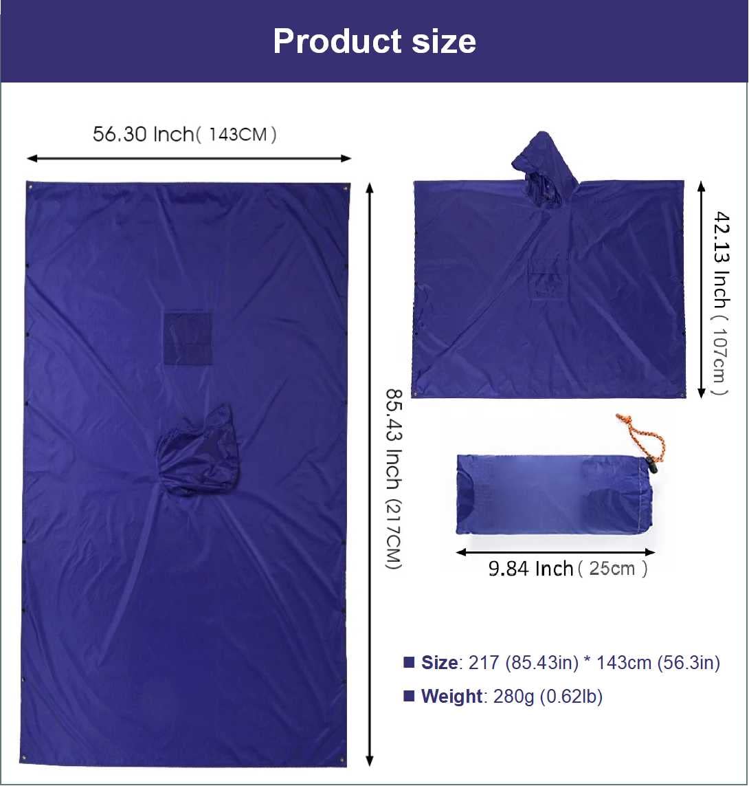 Waterproof Hooded Rain Poncho for Men & Women - Lightweight Military Style Raincoat for Outdoor Activities, Camping, Hiking, Fishing - Perfect for Emergency Weather Protection