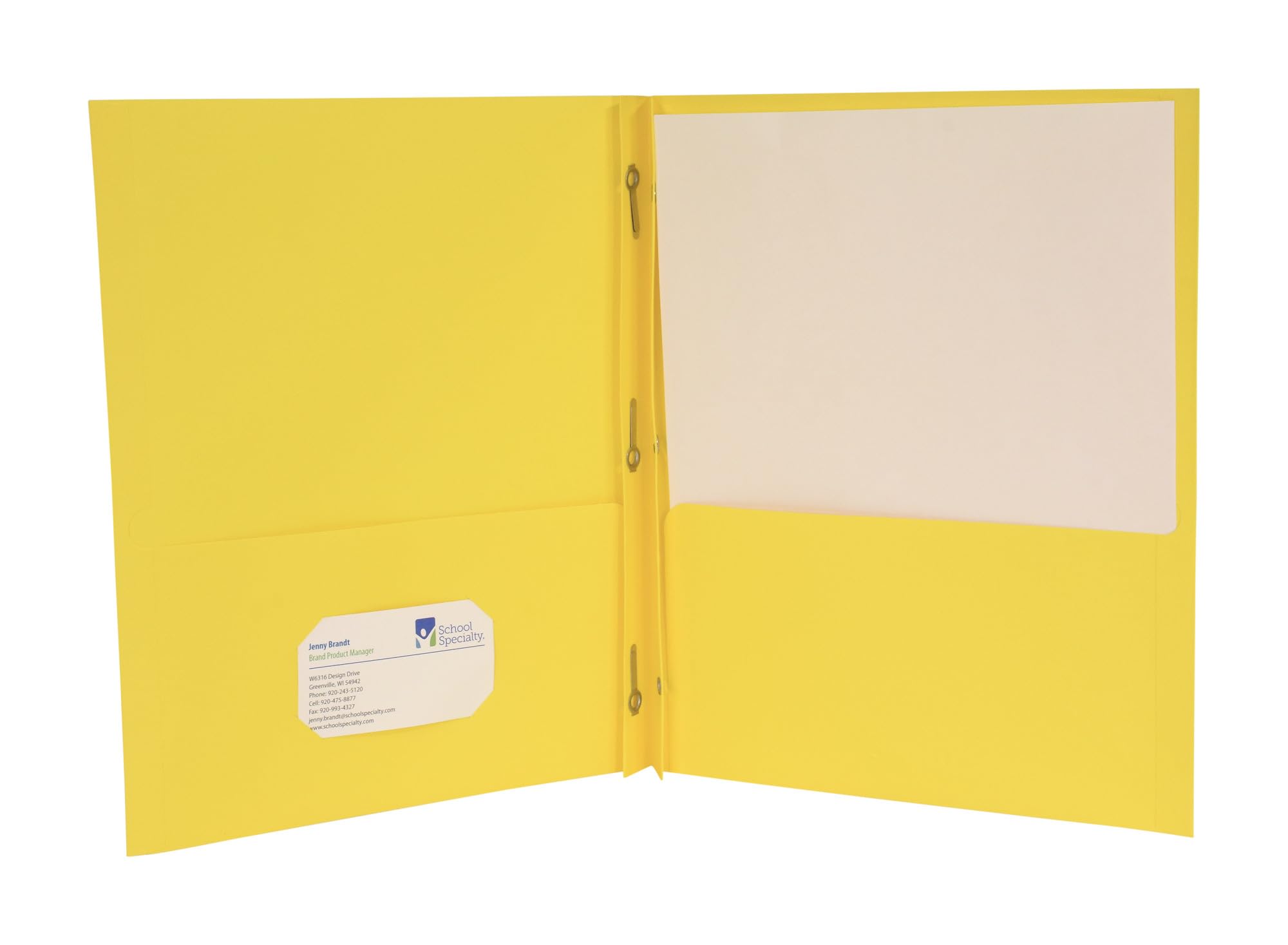 School Smart 2-Pocket Folders with Fasteners - Yellow, Pack of 25 | Durable School & Office Supplies for Organizing Papers, Homework & Documents