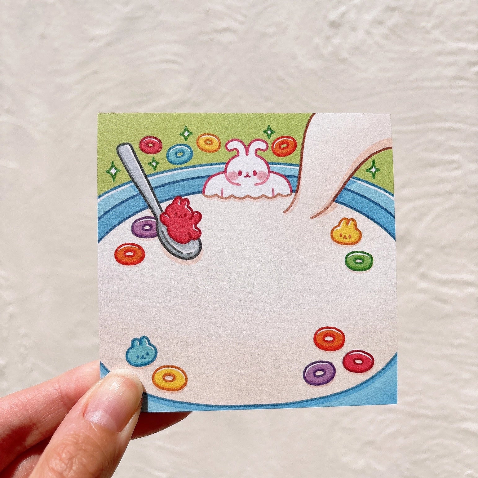 Bunny Square Memo Pad - Cute Cereal Bowl Design Notepad for Office, School & Home Organization - Perfect for Notes, Lists & Reminders