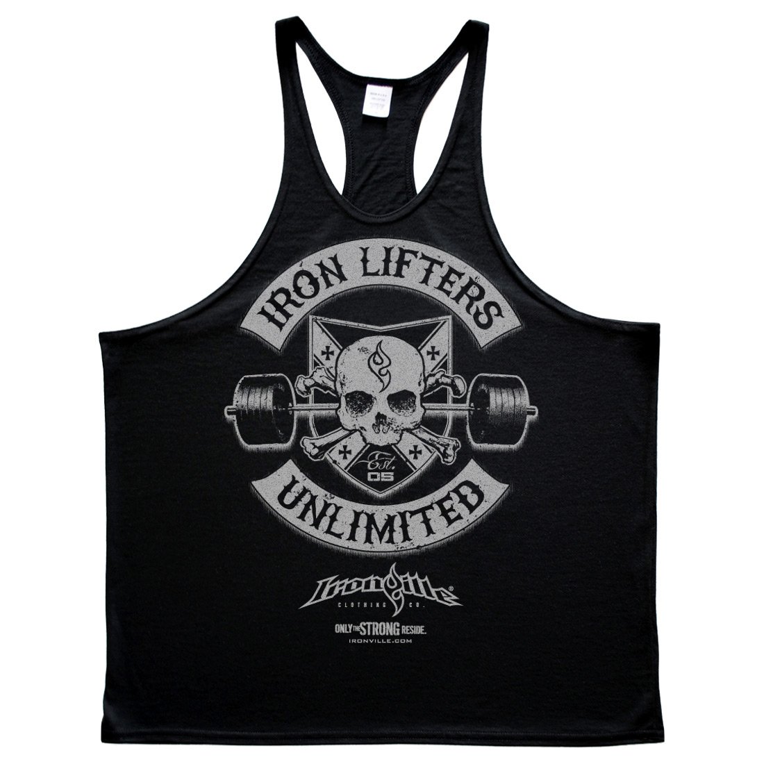 Ironville Iron Lifters Unlimited Weightlifting Stringer Tank Top - Gym Workout, CrossFit & Bodybuilding Apparel for Men & Women