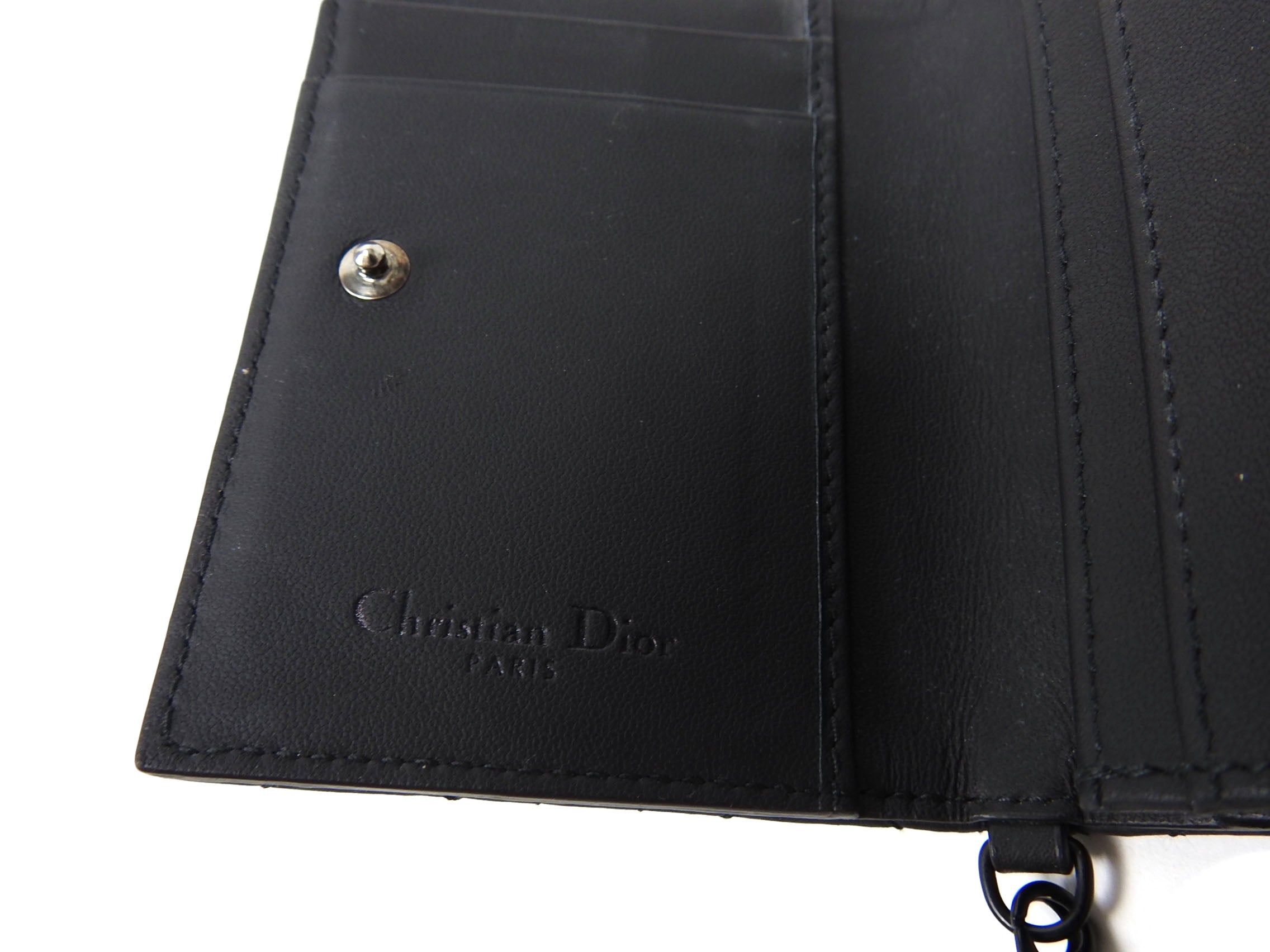 Christian Dior Black Mini Matte Lady Dior Compact Wallet - Luxury Designer Wristlet Clutch for Women | Perfect for Evening Events, Parties & Special Occasions