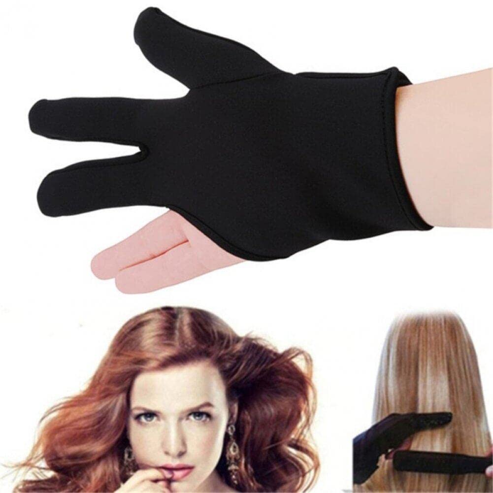 Heat Resistant Gloves for Hair Styling - Professional Thermal Protection Gloves for Curling Wand & Flat Iron - Unisex Anti-Burn Insulated Three-Finger Gloves (Black) - Perfect for Salon Stylists & Home Hair Care
