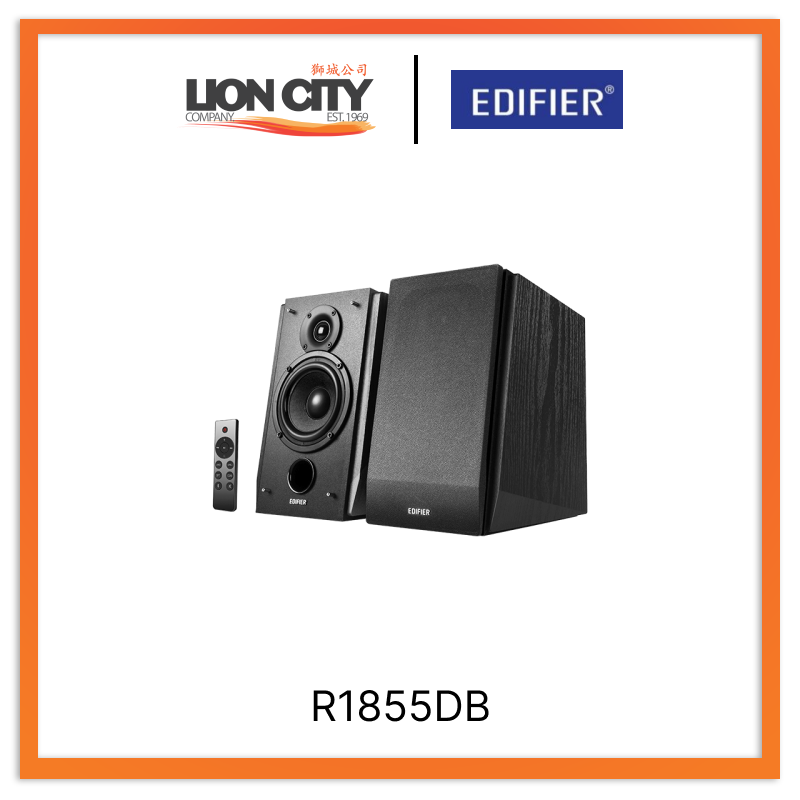 Edifier R1855DB Matte Black Bookshelf Bluetooth 5.0 Speakers - 70W RMS Power, Wireless Audio System for Home Theater, Gaming & Music Listening