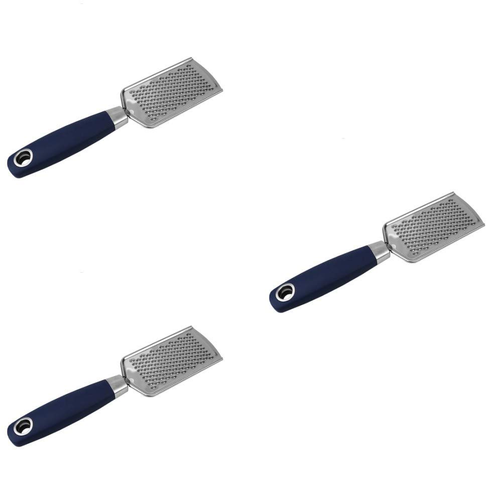 Home Basics Meridian Stainless Steel Mini Handheld Cheese Grater - 3-Piece Set for Kitchen, Salad, Pasta & Baking | Durable & Rust-Resistant