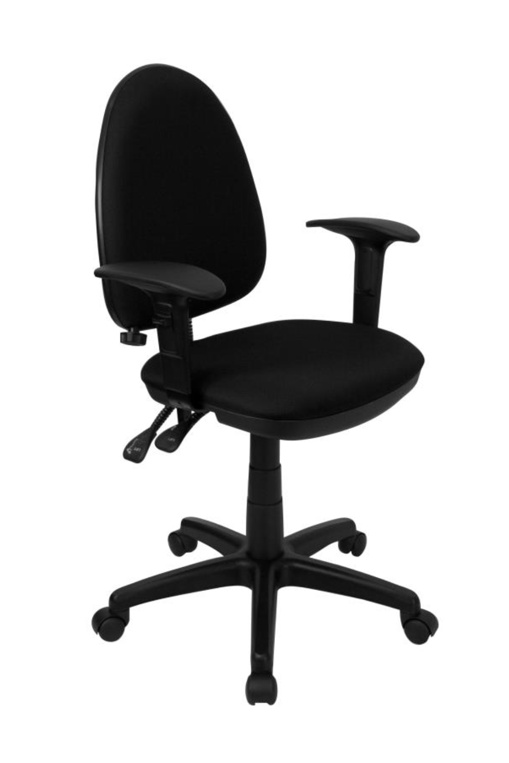 FLASH Mid Back Black Fabric Ergonomic Office Chair - Adjustable Lumbar Support & 360° Swivel - Perfect for Home Office, Gaming & Workspace Comfort