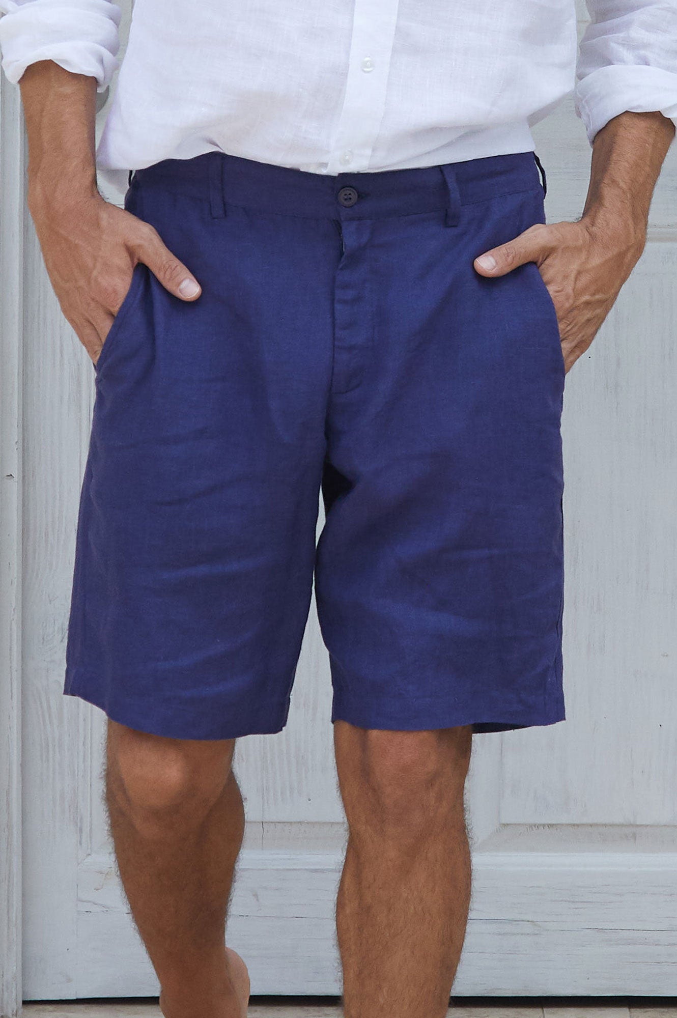 Premium Men's Linen Shorts - Breathable & Comfortable Summer Casual Wear - Navy Blue for Beach, Vacation & Outdoor Activities