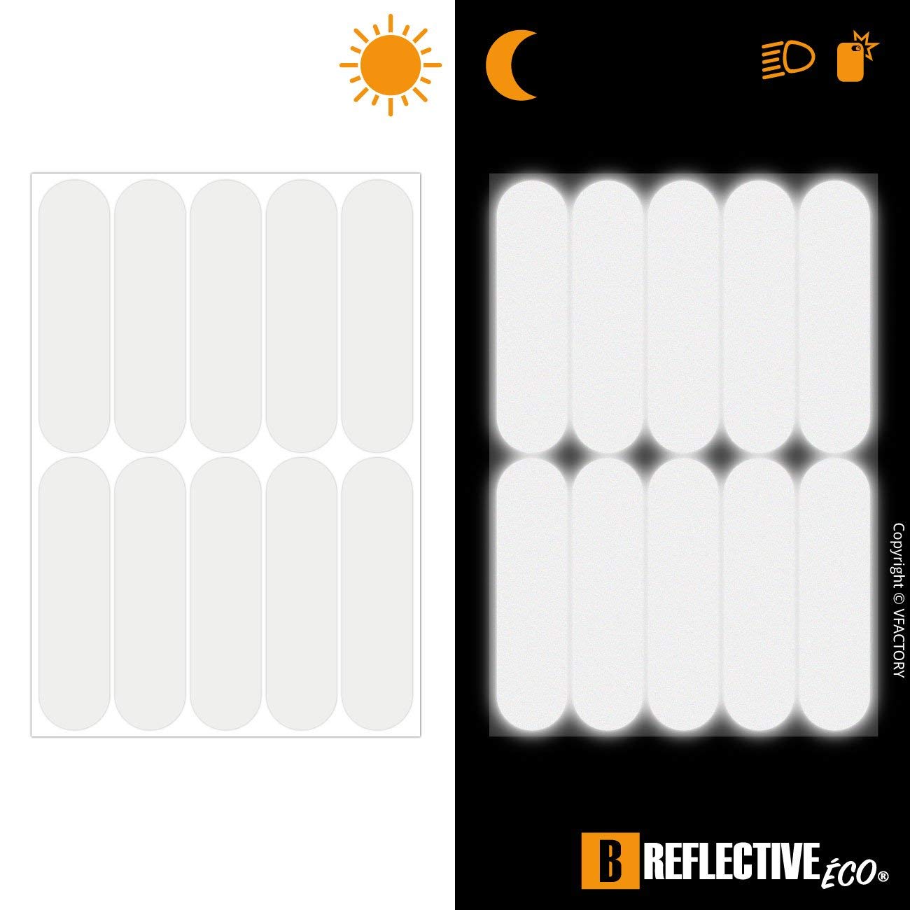 (4 Pack) 10 High Visibility Reflective Safety Stickers - Universal Adhesive for Bikes, Strollers, Helmets & More - 2.75