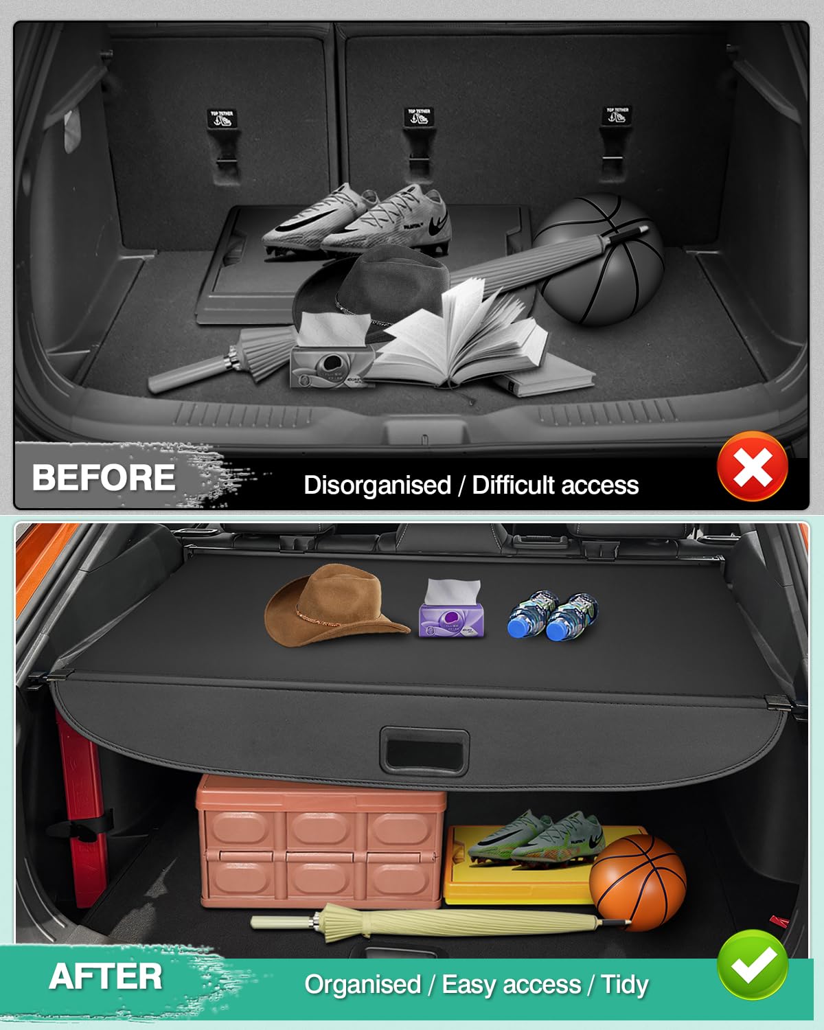 2024 Buick Envista Retractable Cargo Cover - Black Trunk Shade Protector for Luggage & Storage | Durable Car Accessories for Road Trips, Grocery Hauling & Pet Transport