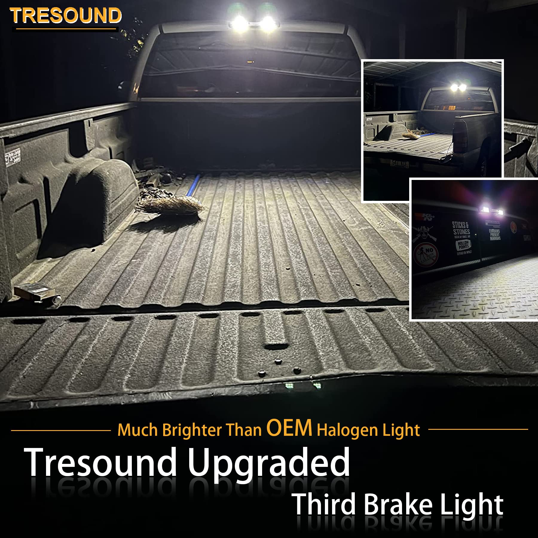 Tresound Smoked LED Third Brake Light & Cargo Lamp for 2009-2017 Dodge Ram 1500/2500/3500 Pickup Trucks - High Mount Stop Light for Enhanced Visibility & Safety (Perfect for Night Driving & Towing)