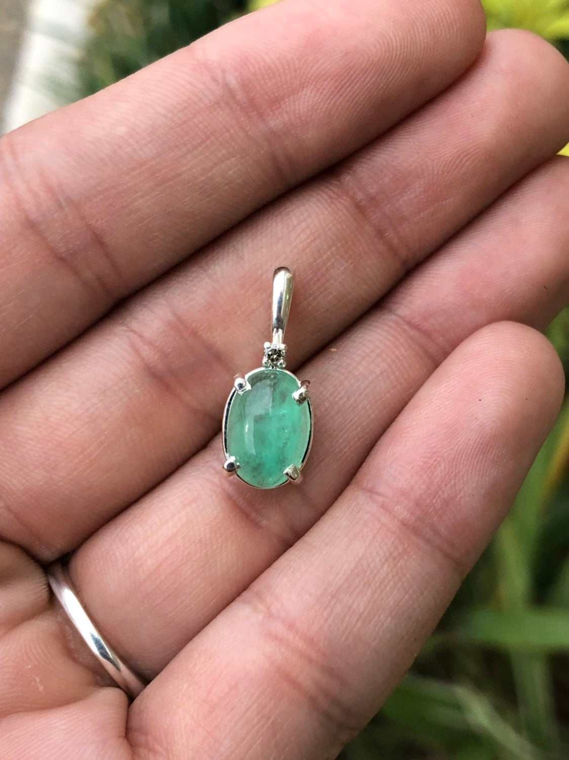 3.37 Carat Natural Green Emerald and Diamond Pendant Necklace in 925 Sterling Silver | Elegant Jewelry Gift for Women, Birthday, Anniversary & Special Occasions