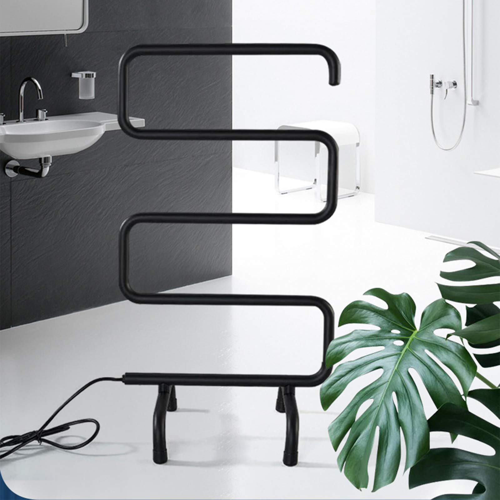 Portable Electric Towel Warmer & Drying Rack - 5-Bar Stainless Steel Heated Towel Rail with Carbon Fiber, 85W (31.5