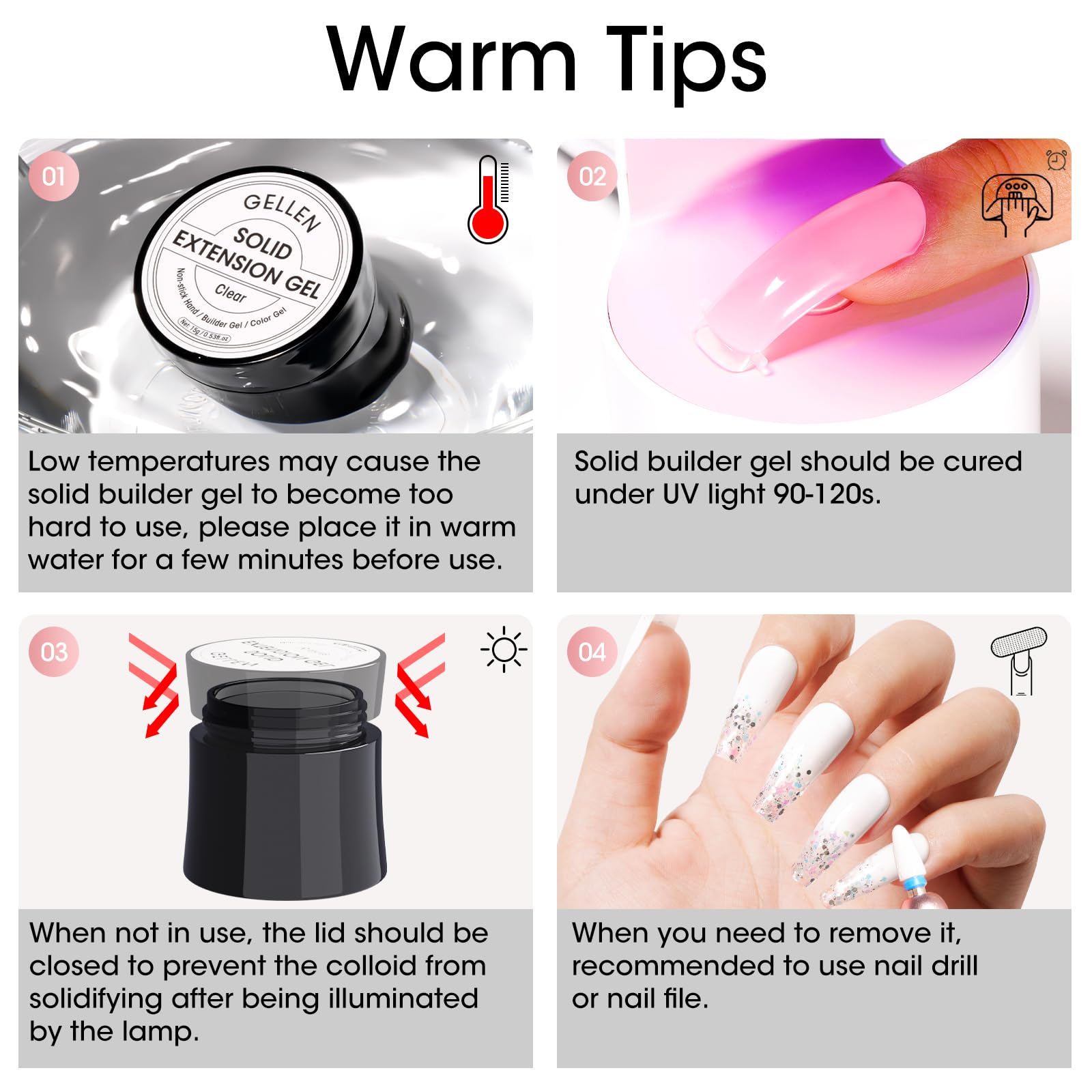 Gellen Solid Builder Gel for Nails - UV/LED Cured 3D Sculpting Gel for Nail Art & Extensions - Professional Multifunctional Nail Molding Gel - Perfect for Salon, DIY Manicures & Nail Art Designs