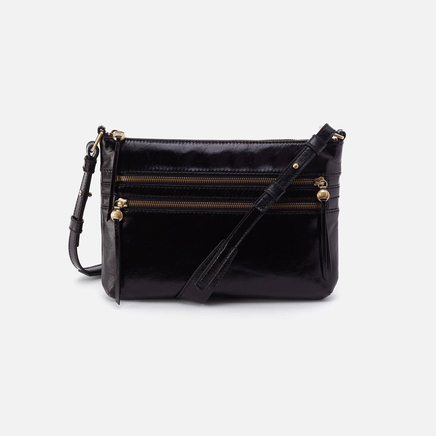 Billie Crossbody Bag in Polished Leather - Black | Stylish Women's Shoulder Purse for Everyday Use, Work & Travel