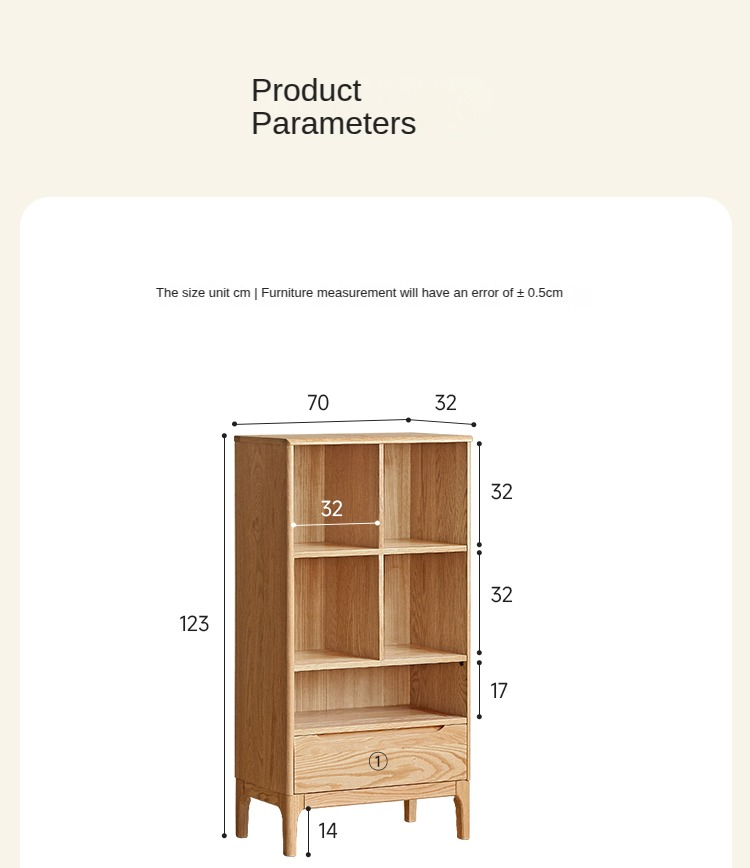 Japanese Style Oak Solid Wood Bookcase - Modern Minimalist Bookshelf for Home, Office & Library - Perfect for Organizing Books, Decor & Storage