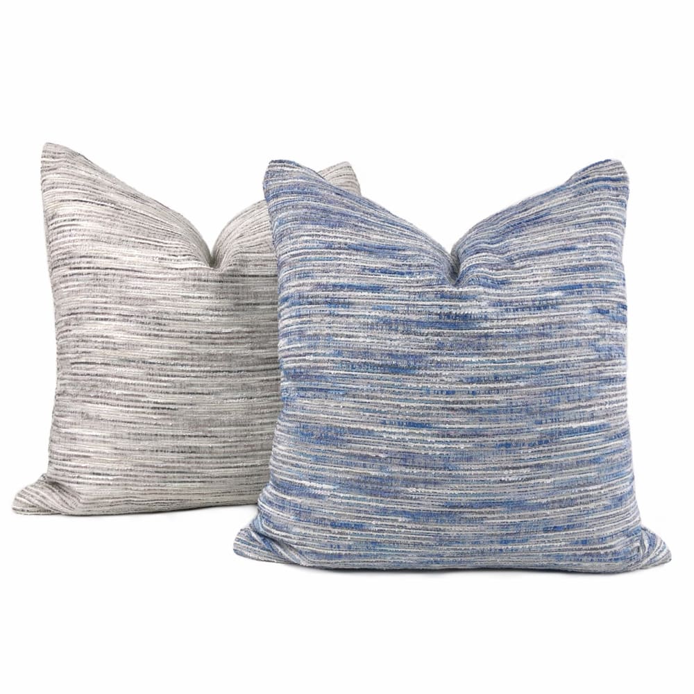 Erie Blue Tonal Slub Texture Chenille Pillow Cover - Soft Decorative Throw Pillow Case for Sofa, Bed & Home Decor