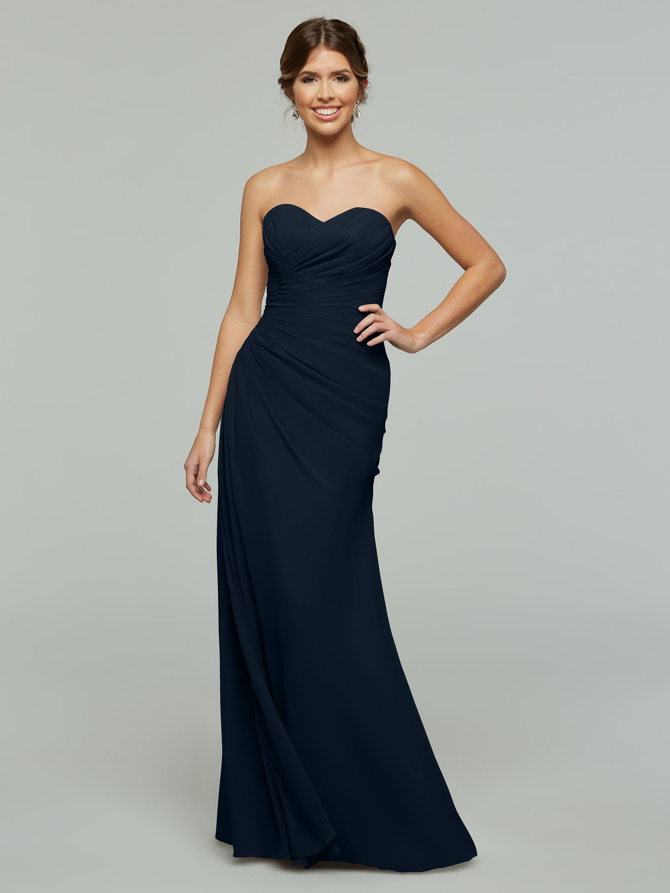 Strapless Sweetheart Chiffon Bridesmaid Dress with Ruching - Elegant Formal Gown for Weddings, Prom & Special Occasions