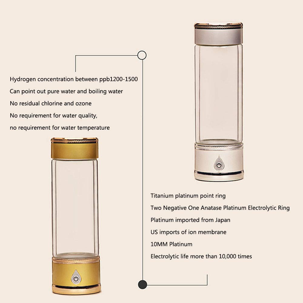Portable USB Rechargeable Hydrogen Water Bottle Generator - 380ML Capacity, Fast 3-Min Hydrogen Production (1200-1500 PPB), Ionizer Technology for Healthier Drinking Water | Perfect for Travel, Gym & Daily Hydration