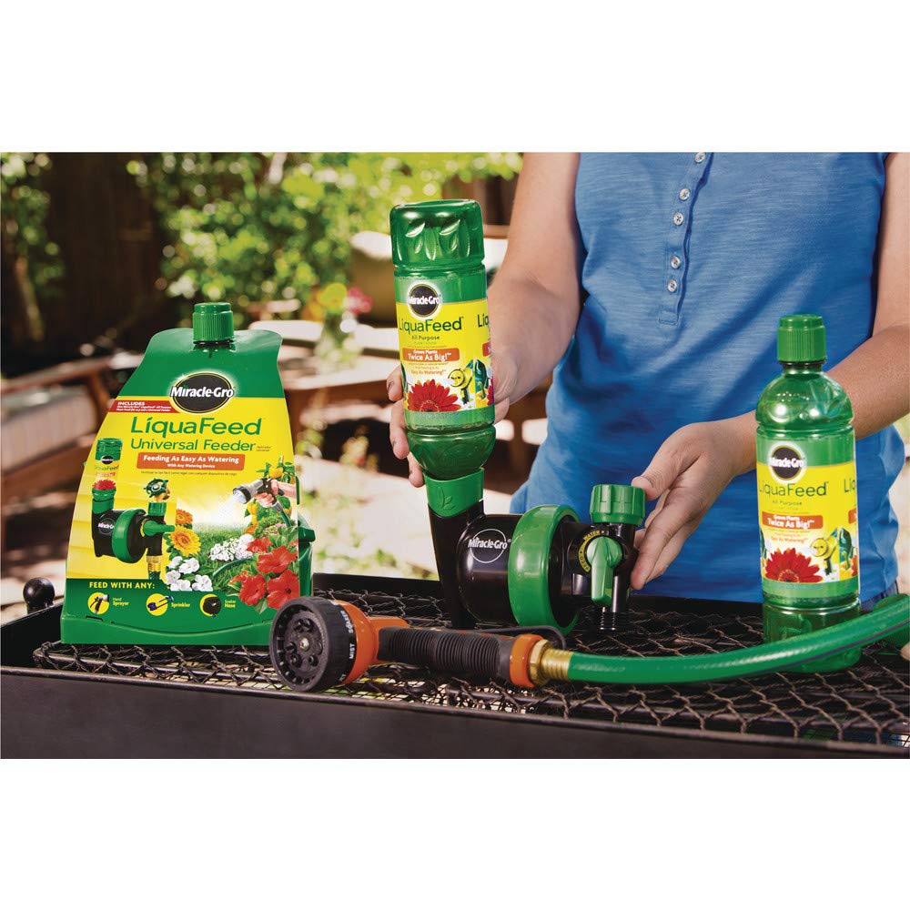 Miracle-Gro LiquaFeed All Purpose Plant Food Starter Kit - 16oz Liquid Fertilizer for Flowers, Vegetables, Trees & Shrubs with Universal Feeder | Indoor & Outdoor Gardening, Houseplants, Lawn Care