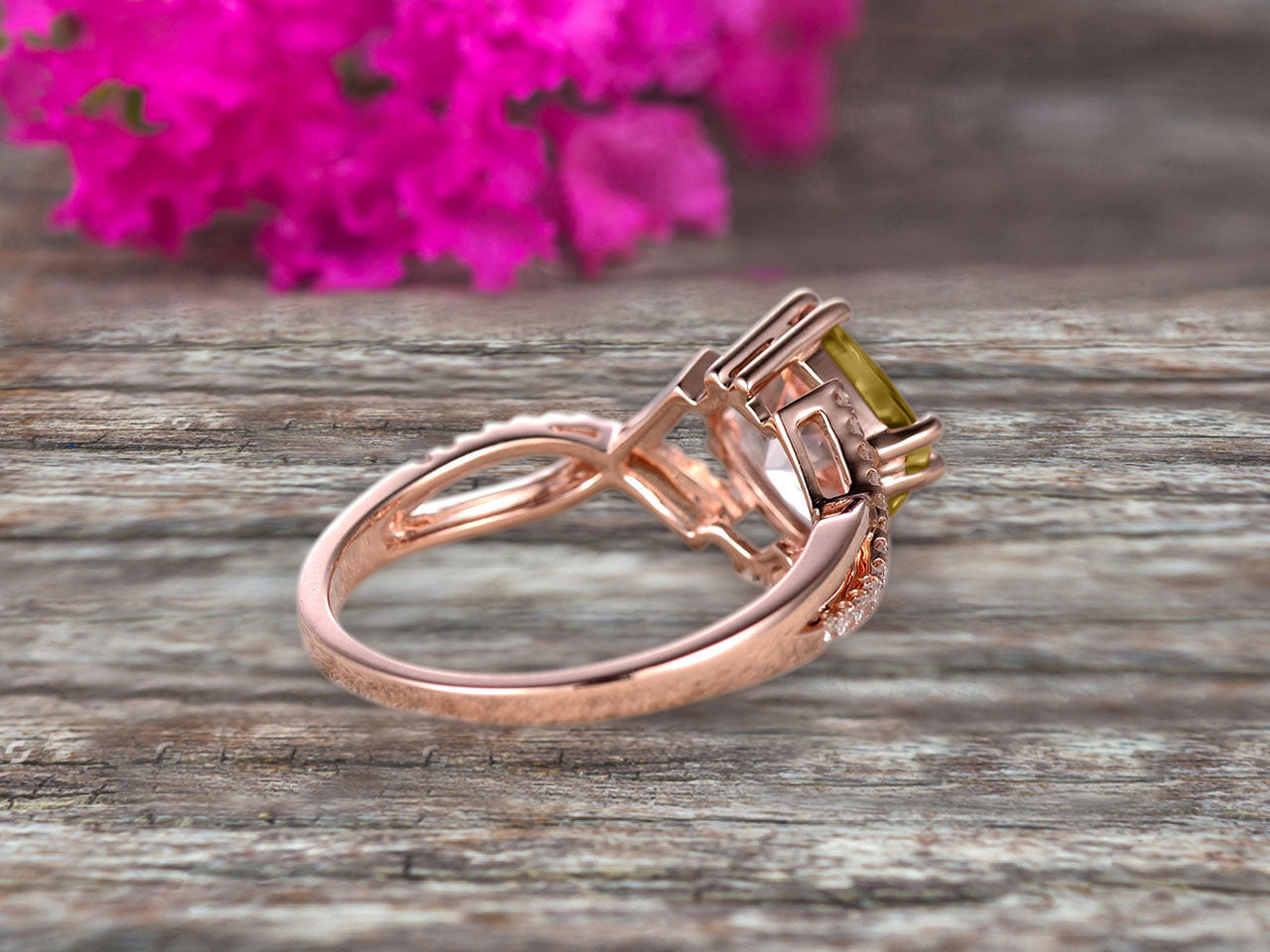 1.25 Carat Cushion Cut Champagne Diamond Moissanite Engagement Ring - Infinity Twisted Curved Promise Ring in 10k Rose Gold - Perfect for Proposals, Anniversaries & Romantic Gifts