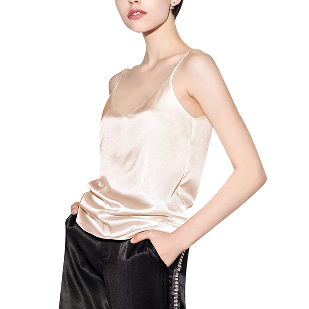Anbenser Women's Silk Satin Tank Tops - V Neck Spaghetti Strap Camisoles & Sleeveless Blouses (4 Pack) | Perfect for Layering, Summer Outfits, and Sleepwear
