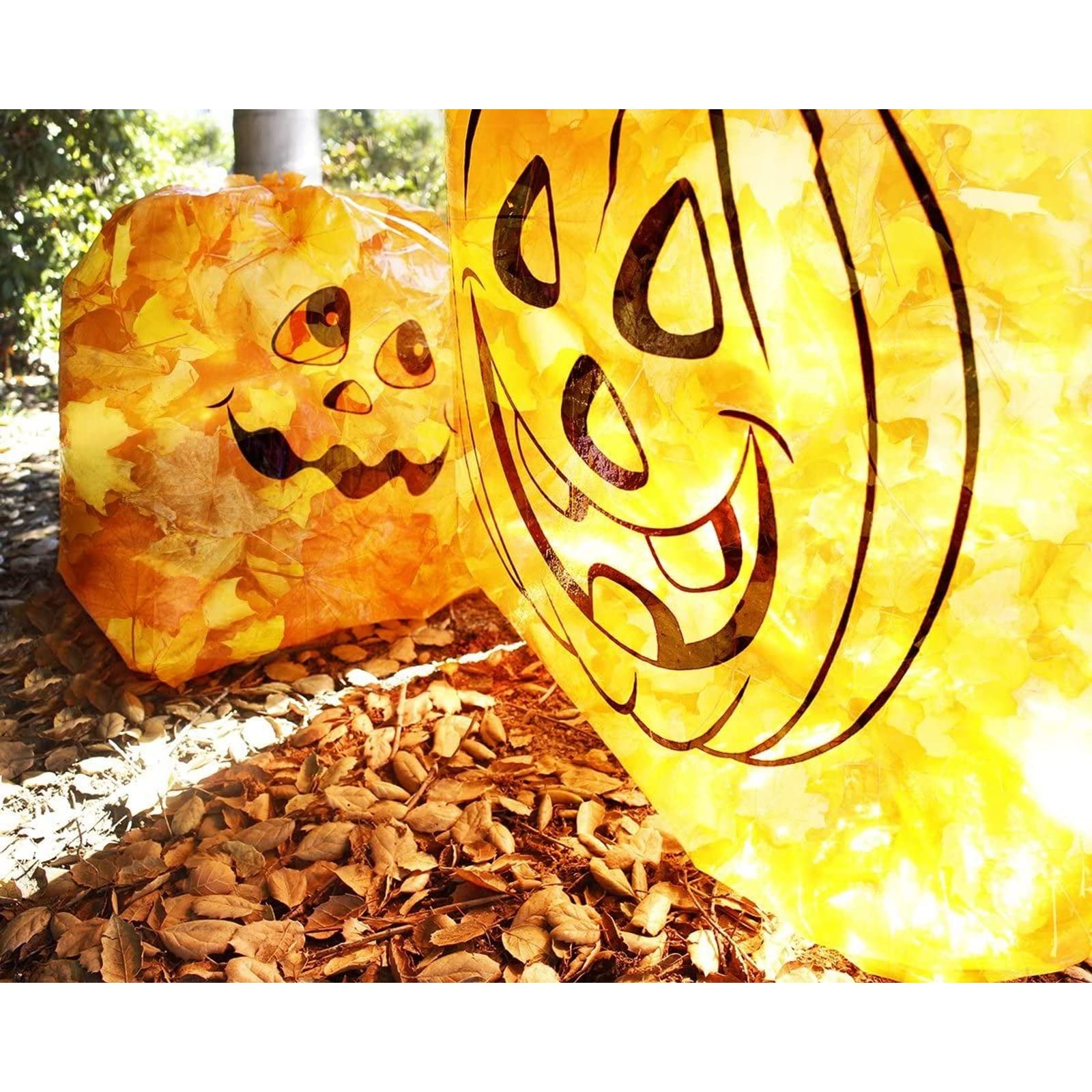 Juvale 6-Pack Halloween Leaf Lawn Bags - Small & Medium Pumpkin Leaf Bags for Fall Outdoor Decorations (Orange) | Perfect for Yard, Garden, and Halloween Party Decor