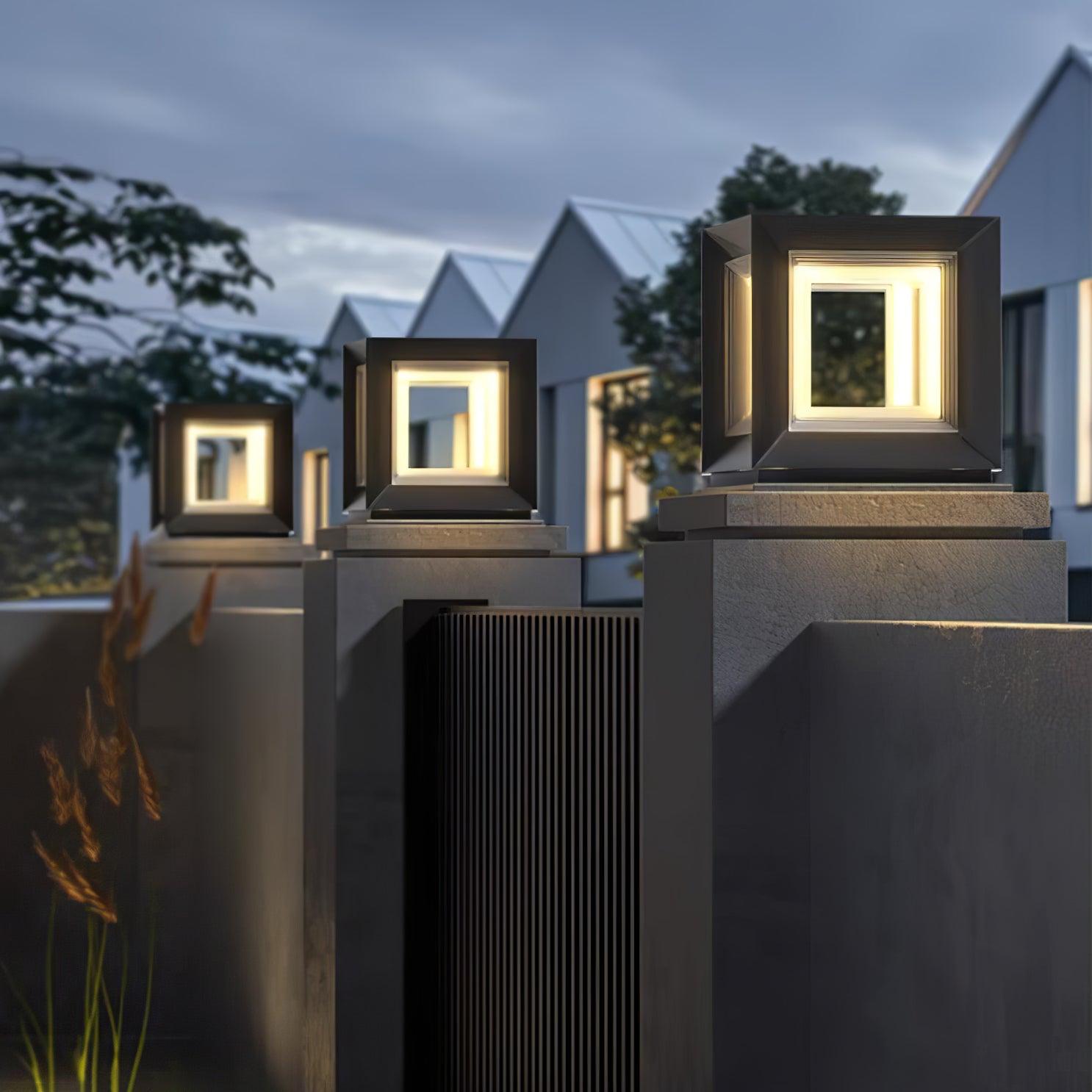Solar Powered LED Light Cube Outdoor Post Light - Waterproof & Durable for Garden, Pathway, and Patio Lighting