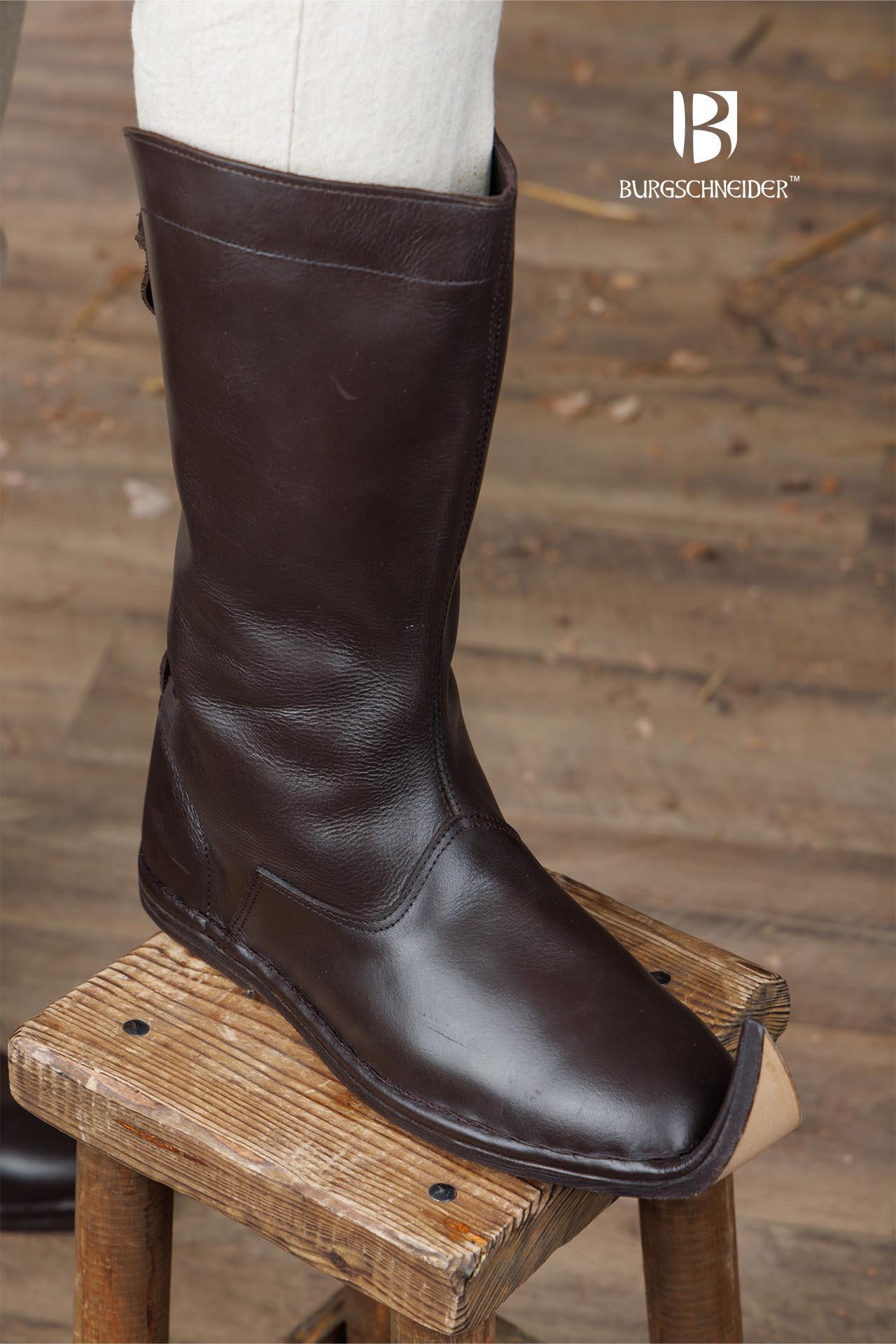 Authentic Medieval Boots Emmerich - Premium Leather Knight Footwear for LARP, Cosplay & Renaissance Fairs | Historical Reenactment & Fantasy Costume Accessories