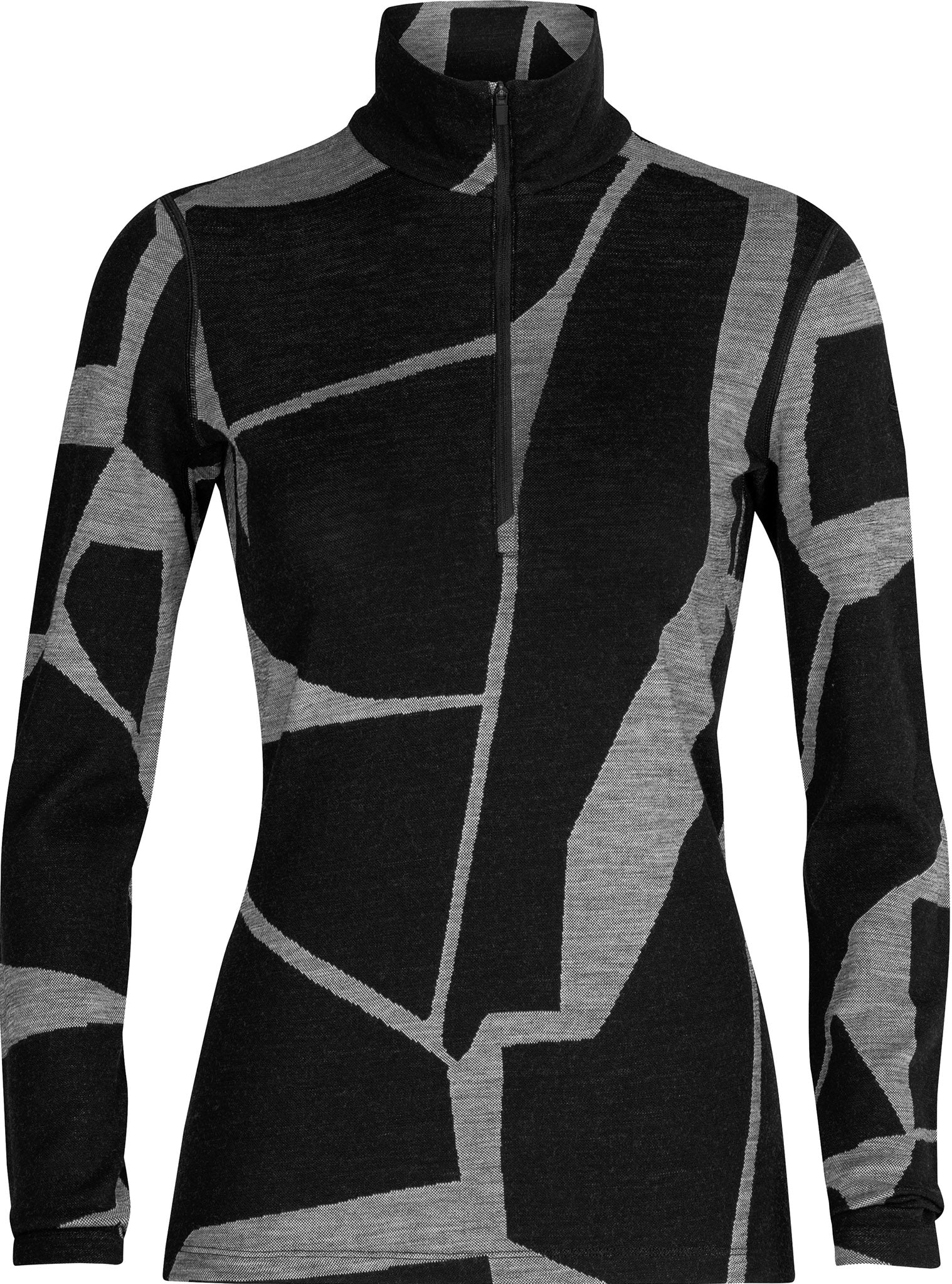 250 Vertex Fractured Landscapes Long Sleeve Half Zip Base Layer for Women - Thermal Underwear for Hiking, Skiing & Outdoor Activities