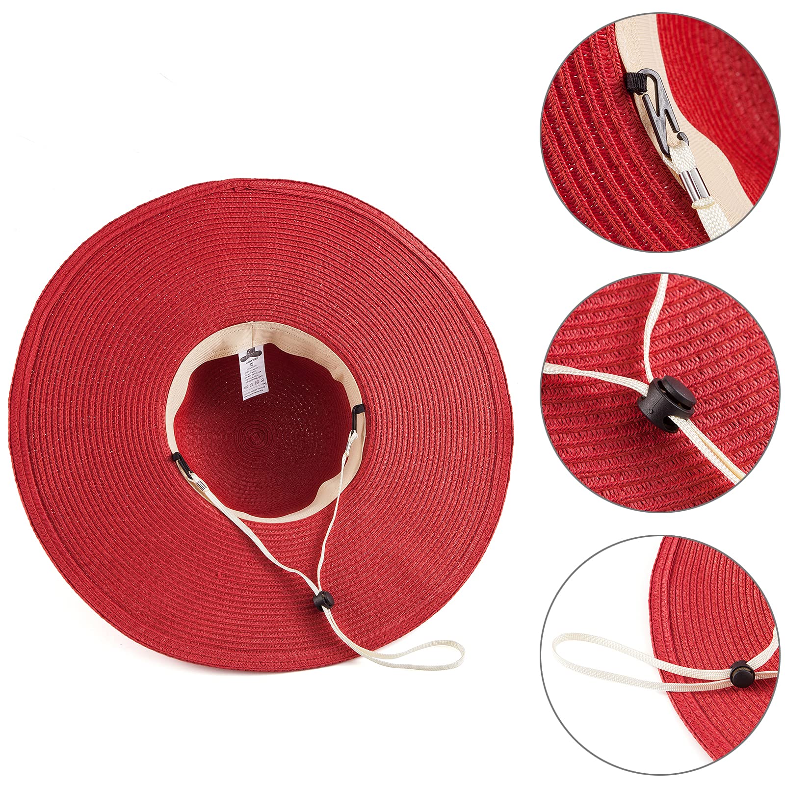 Women's Wide Brim Floppy Beach Sun Hat - Light Red Summer Sun Hat for Outdoor Activities, Travel & Vacations - Large Hanging Closet Storage Organizer for Hats