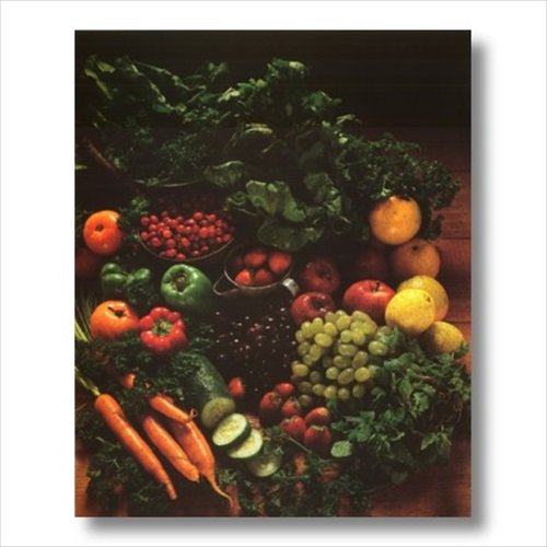 Apple Grapes Vegetable Kitchen Contemporary Framed Art Print - Modern Food Decor for Home, Dining Room & Restaurant Wall