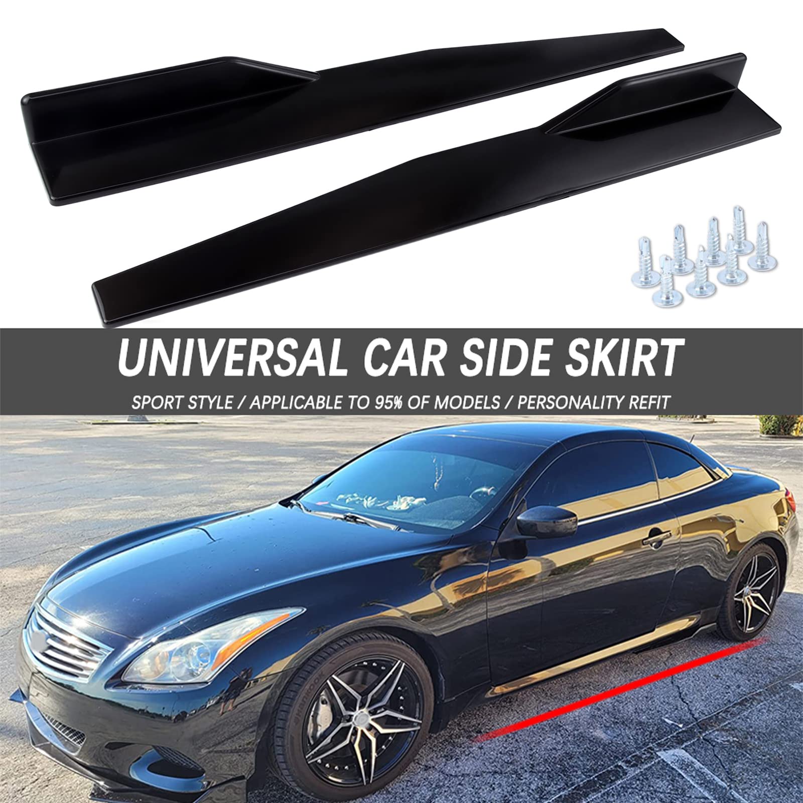 JMTBNO 75cm Car Side Skirt Rocker Splitters - Universal Canard Diffuser Winglet & Side Trim Spoiler Extension Lip for Enhanced Aerodynamics | Perfect for Sports Cars, Tuners & Street Racing Enthusiasts