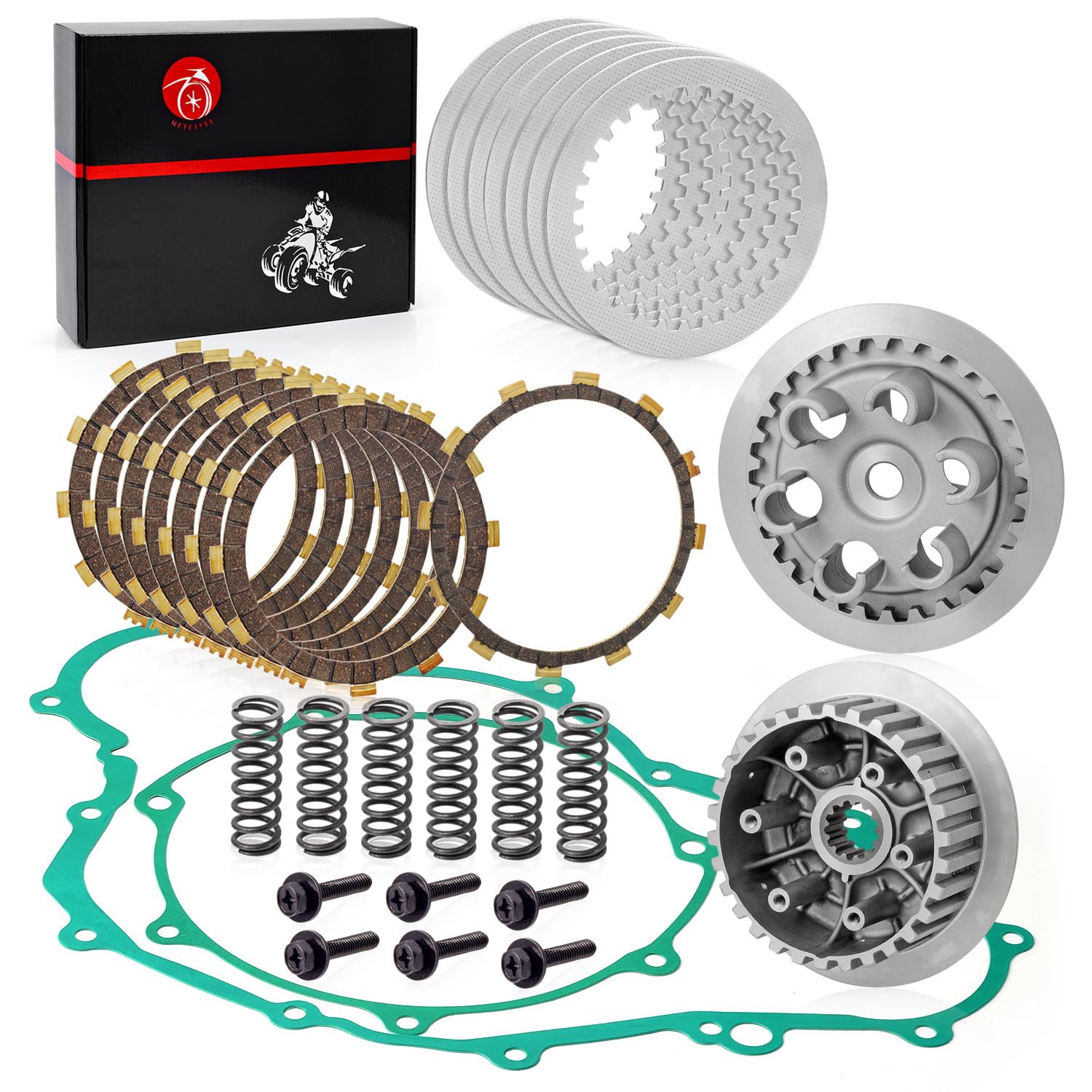 Yamaha YFZ450 Clutch Kit with Center Inner Hub & Outer Pressure Plate - Compatible with 2006-2013 Models (5TG-16351-00-00, 5TA-16371-20-00) - Perfect for Off-Road Racing & ATV Maintenance