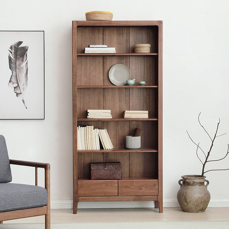 Premium Black Walnut Solid Wood Bookcase - Customizable Modular Bookshelf for Home Office, Living Room & Library Storage | Durable & Stylish Furniture for Books, Decor & Display