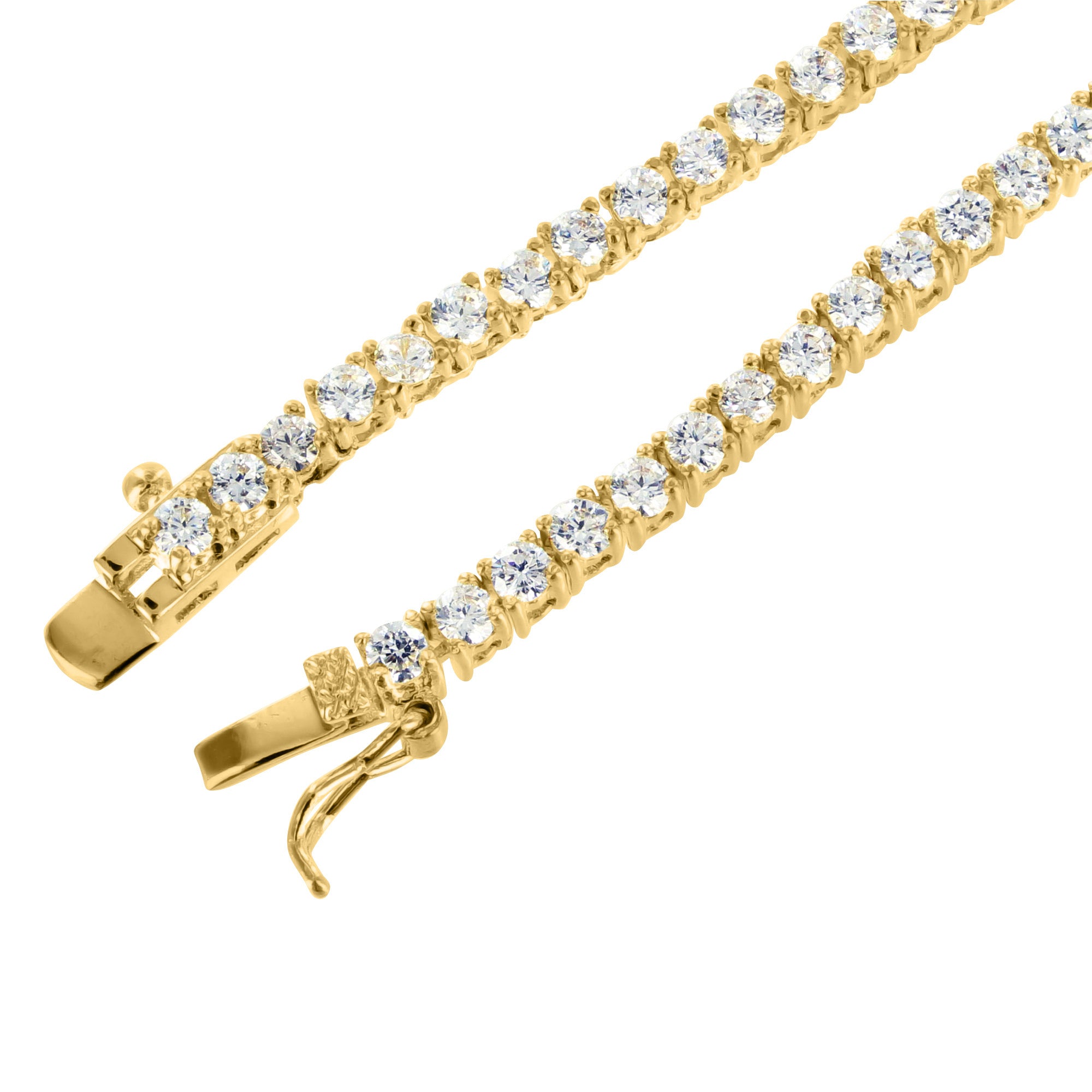 14K Yellow Gold Plated Lab Diamond Tennis Bracelet for Men - 925 Sterling Silver Chain - Perfect for Gifts, Weddings & Special Occasions