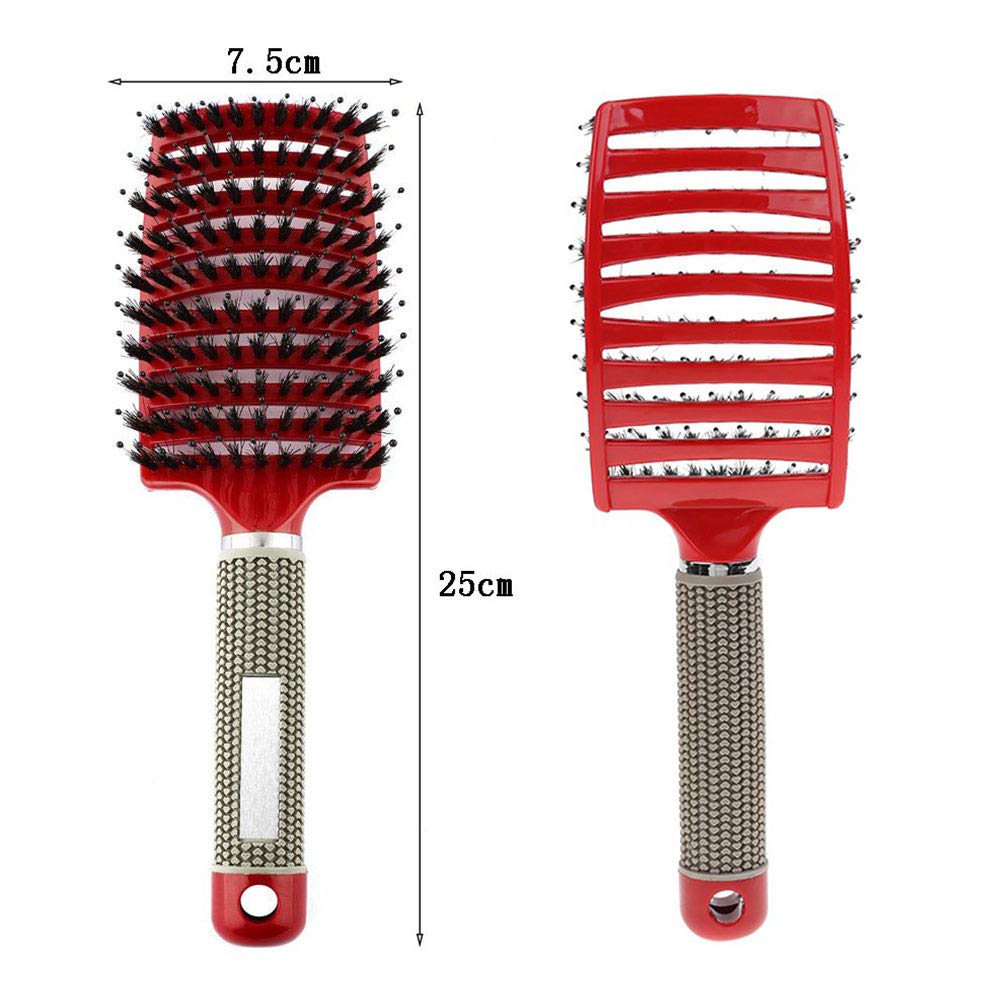 KAYLRE Professional Afro Comb for Women - Detangling Wet Hair Brush with Massage Tips, Styling Tool for Natural & Curly Hair - Perfect for Salon & Home Use (Blue with Hair)