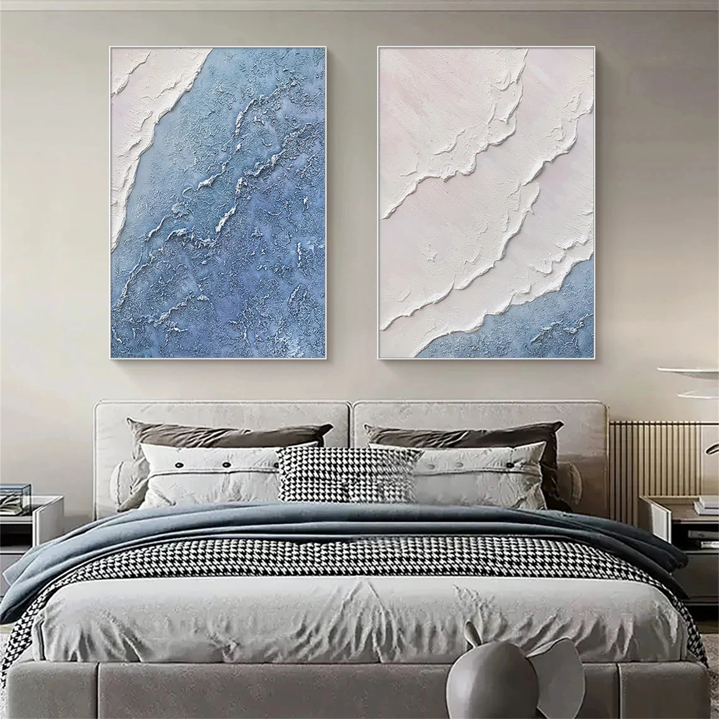 Ocean and Sky Wall Art Set of 2 - Modern Coastal Paintings for Living Room & Bedroom Decor | Beach Themed Home Office Artwork | Ready to Hang Canvas Prints