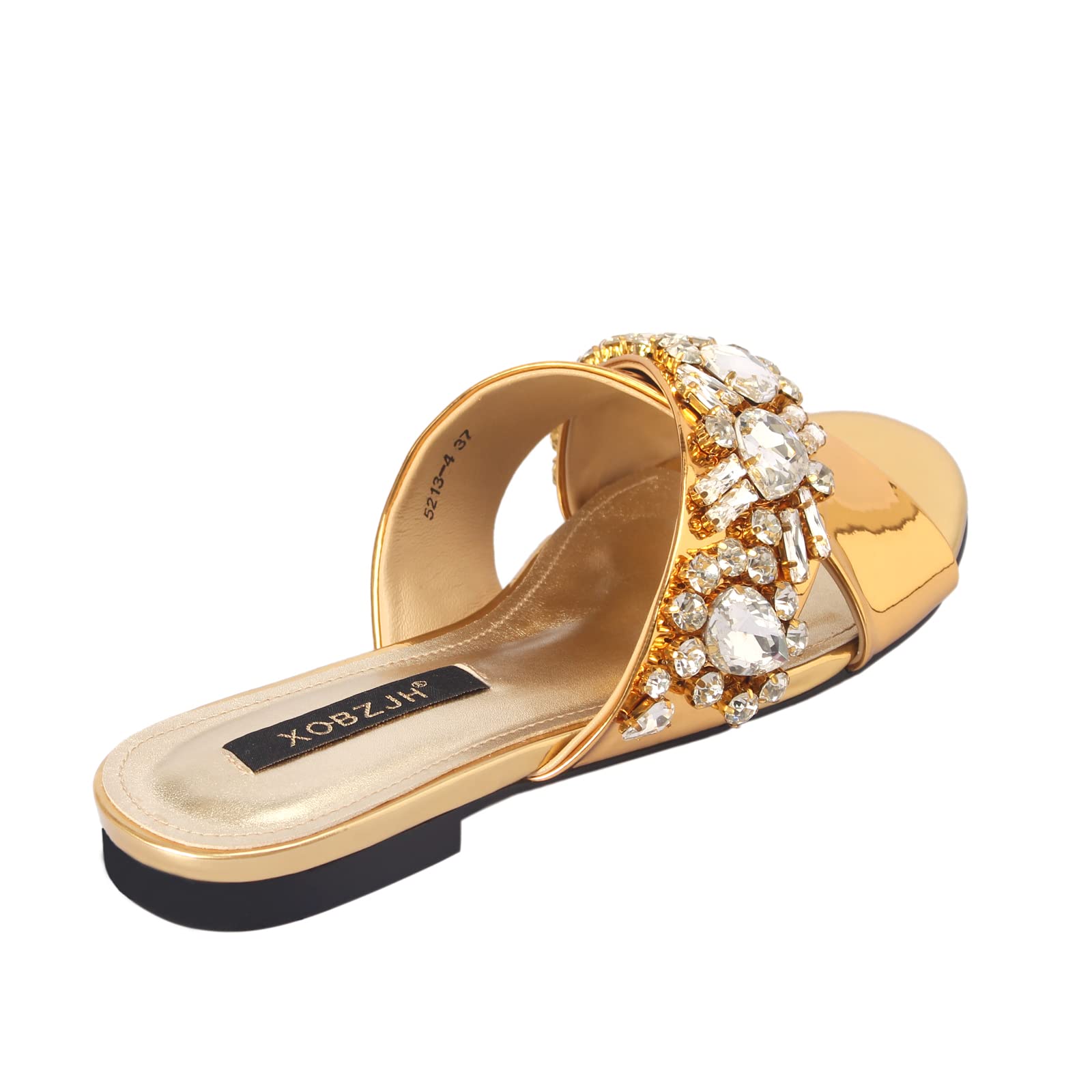 Luxury Rhinestone Evening Slides Sandals for Women - Designer Wedding Party Shoes with Flat Heel | Perfect for Bridal Showers, Prom, and Formal Events
