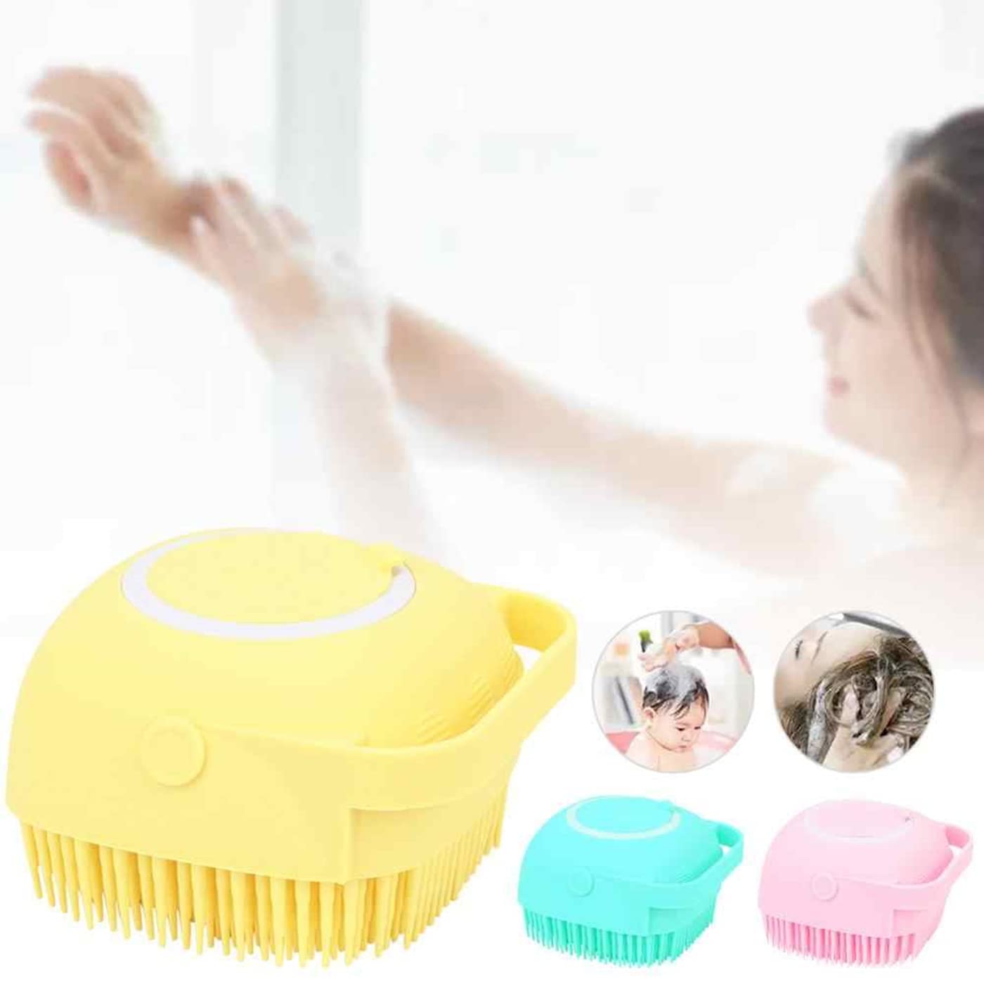 Silicone Bath Brush with Soap Dispenser - Exfoliating Body Scrubber & Massager for Shower, Spa, and Baby Bath - Soft Skin Care Brush for Adults and Kids