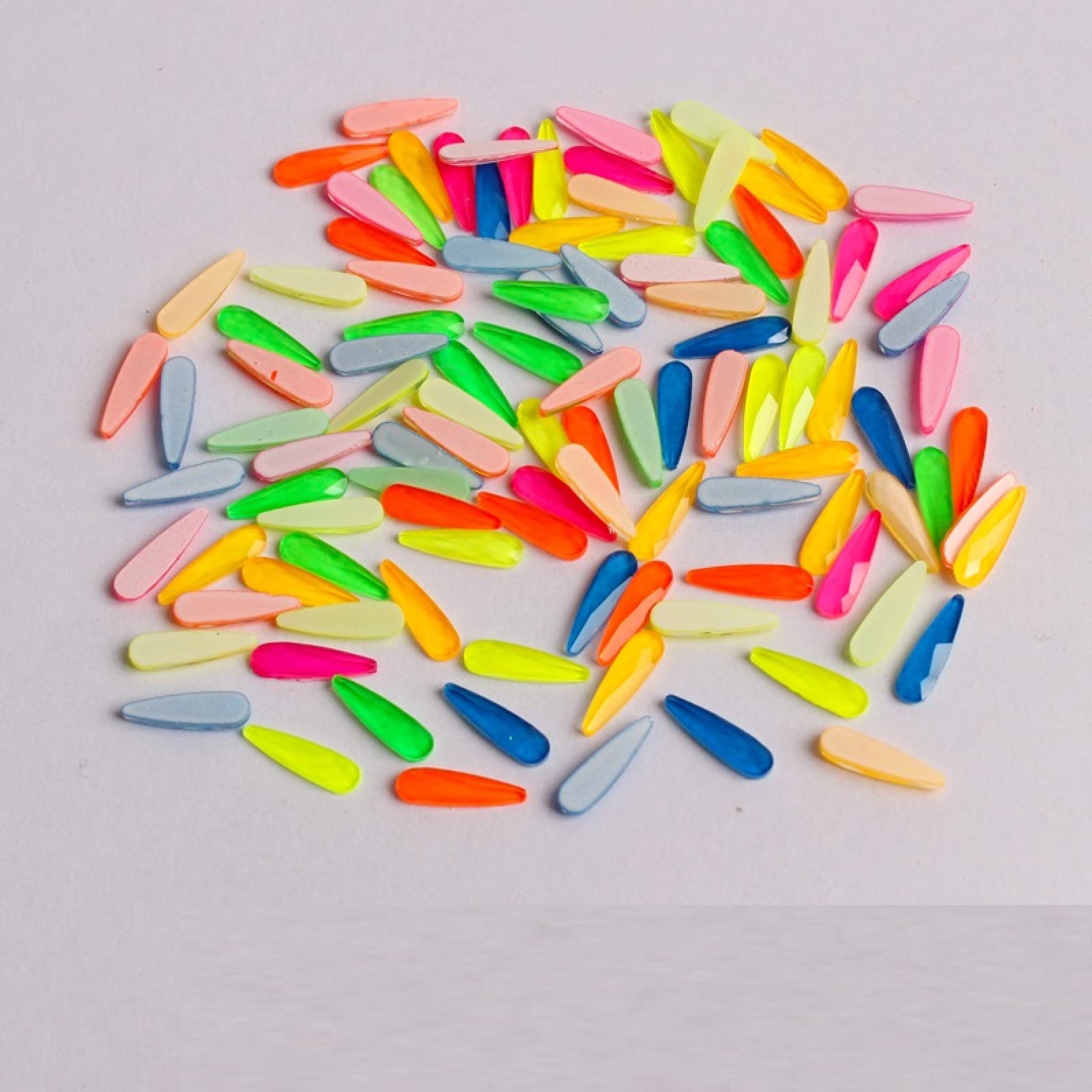 3D Nail Art Rhinestones - Colorful Water Drop Shape Stones (3x10mm, 100pcs) for Nail Decorations | Perfect for DIY Manicure, Salon Nail Art & Special Occasion Nail Designs