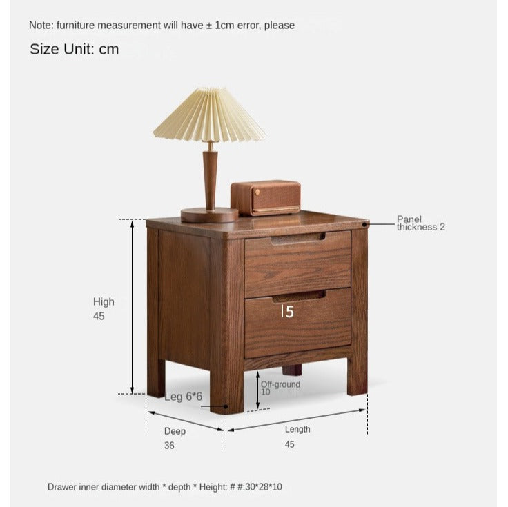 Solid Oak Wood Nightstand - Scandinavian Modern Bedside Table for Bedroom, Living Room & Nursery - Stylish & Durable Storage Solution