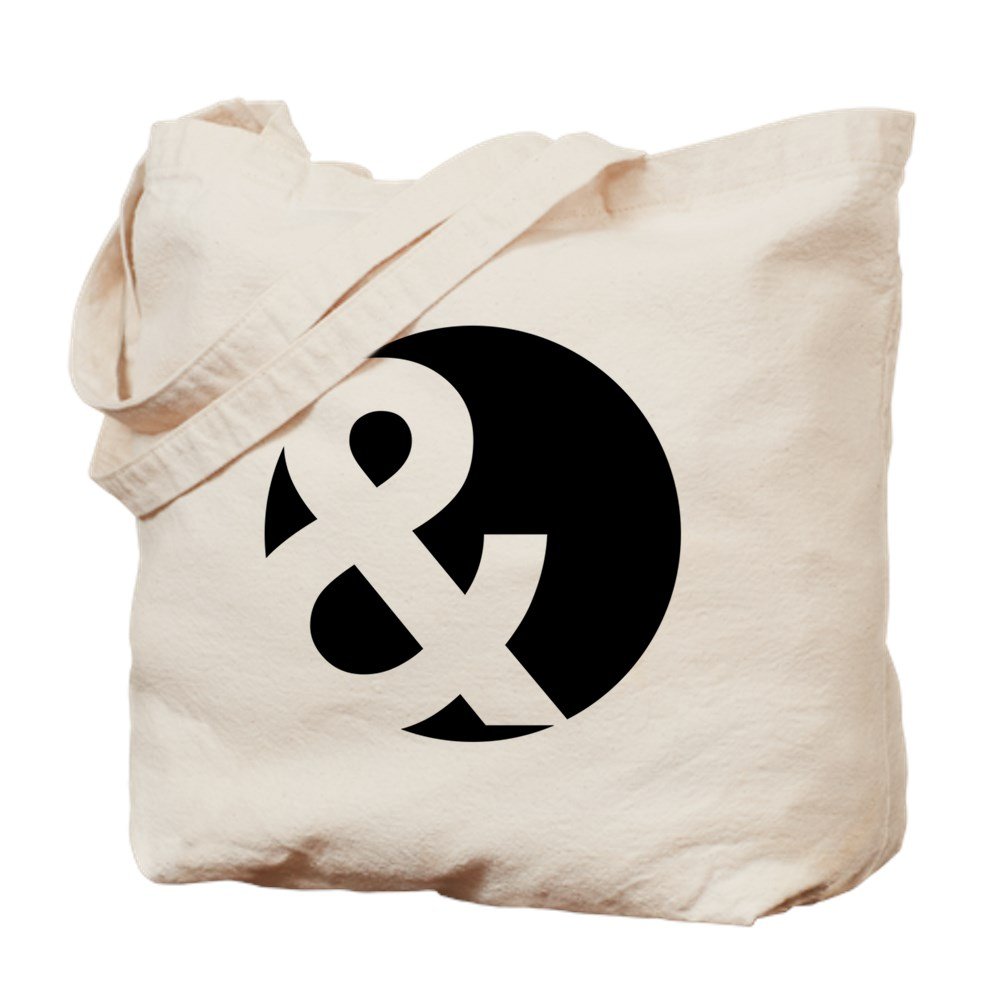 **Ampersand Circle Black Canvas Tote Bag - Eco-Friendly Reusable Shopping Bag for Groceries, Beach & Daily Use**
