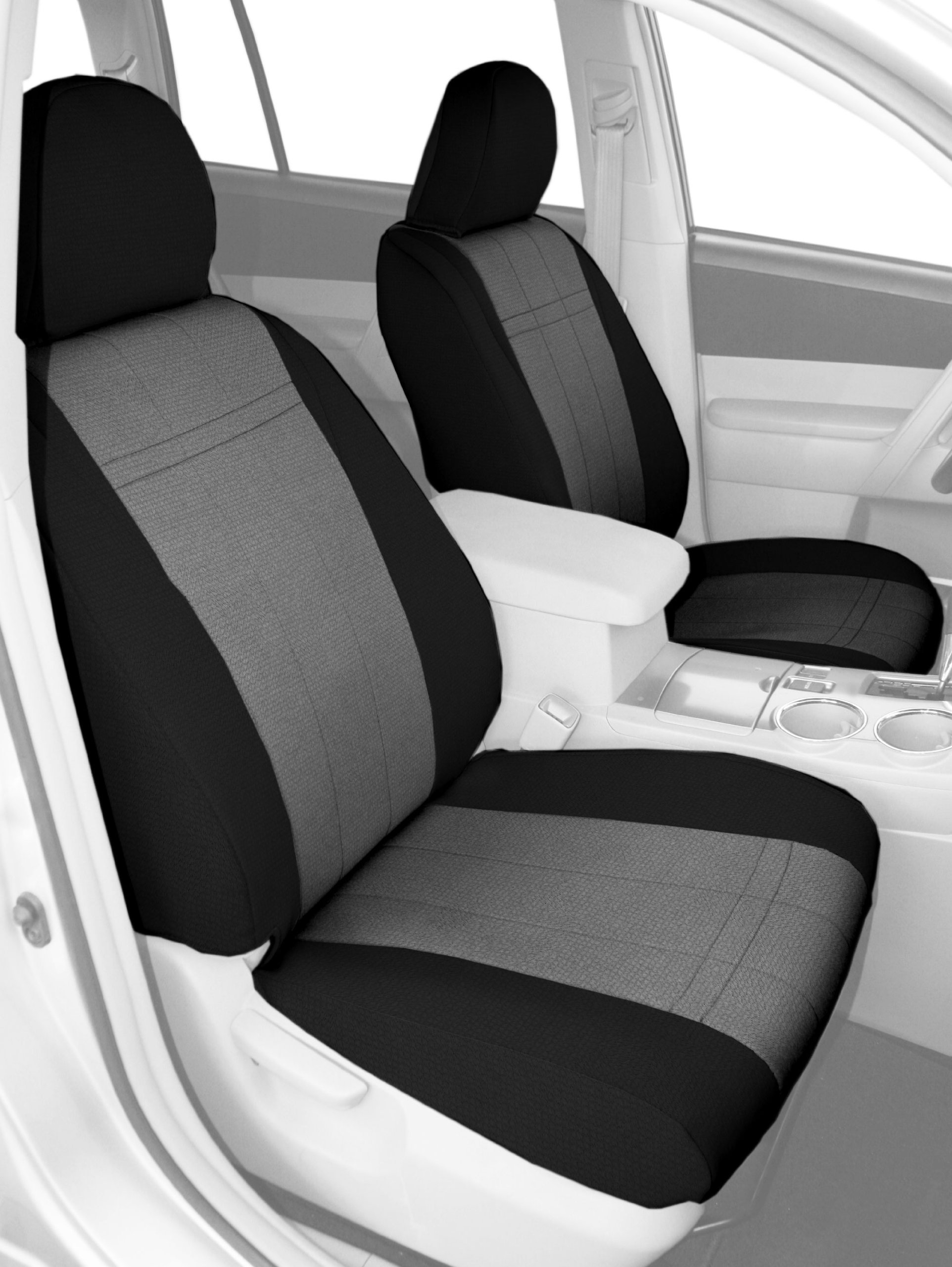 Premium Custom Fit Car Seat Covers for 2012-2016 Ford F-250 F-350 F-450 F-550 Trucks - Light Grey SportsTex Fabric with Black Trim - Easy Installation Bucket Seat Protectors (Front Pair) - Perfect for Work Trucks, Off-Roading & Daily Commutes
