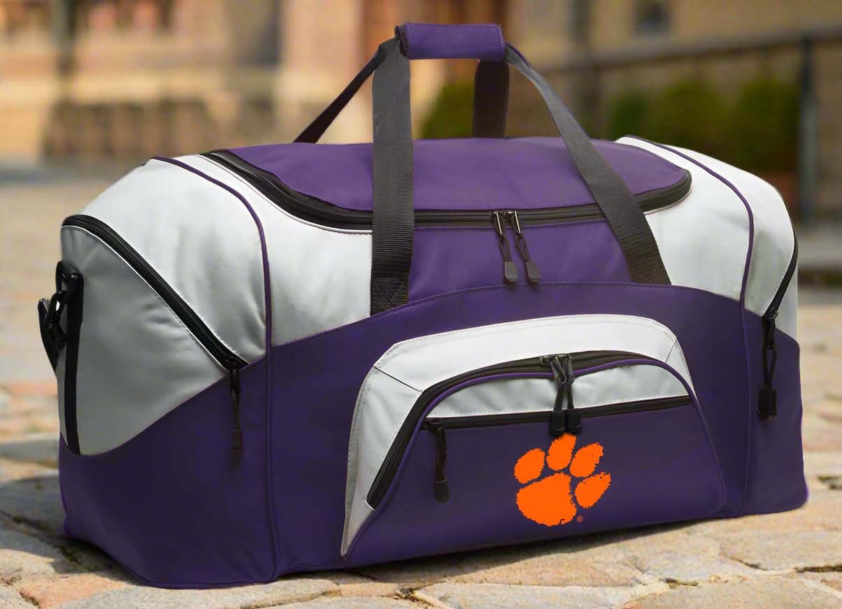 Official Clemson Tigers Large Duffle Bag - Purple Travel Suitcase for College, Gym & Weekend Getaways | Clemson University Merchandise